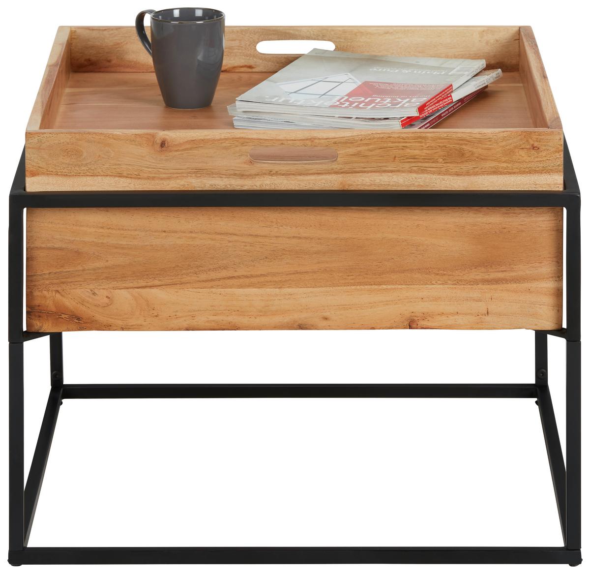 Dohányzóasztal, Akác Connor - akáciaszínű/fekete, Lifestyle, fa/fém (60/60/40cm) - Zandiara