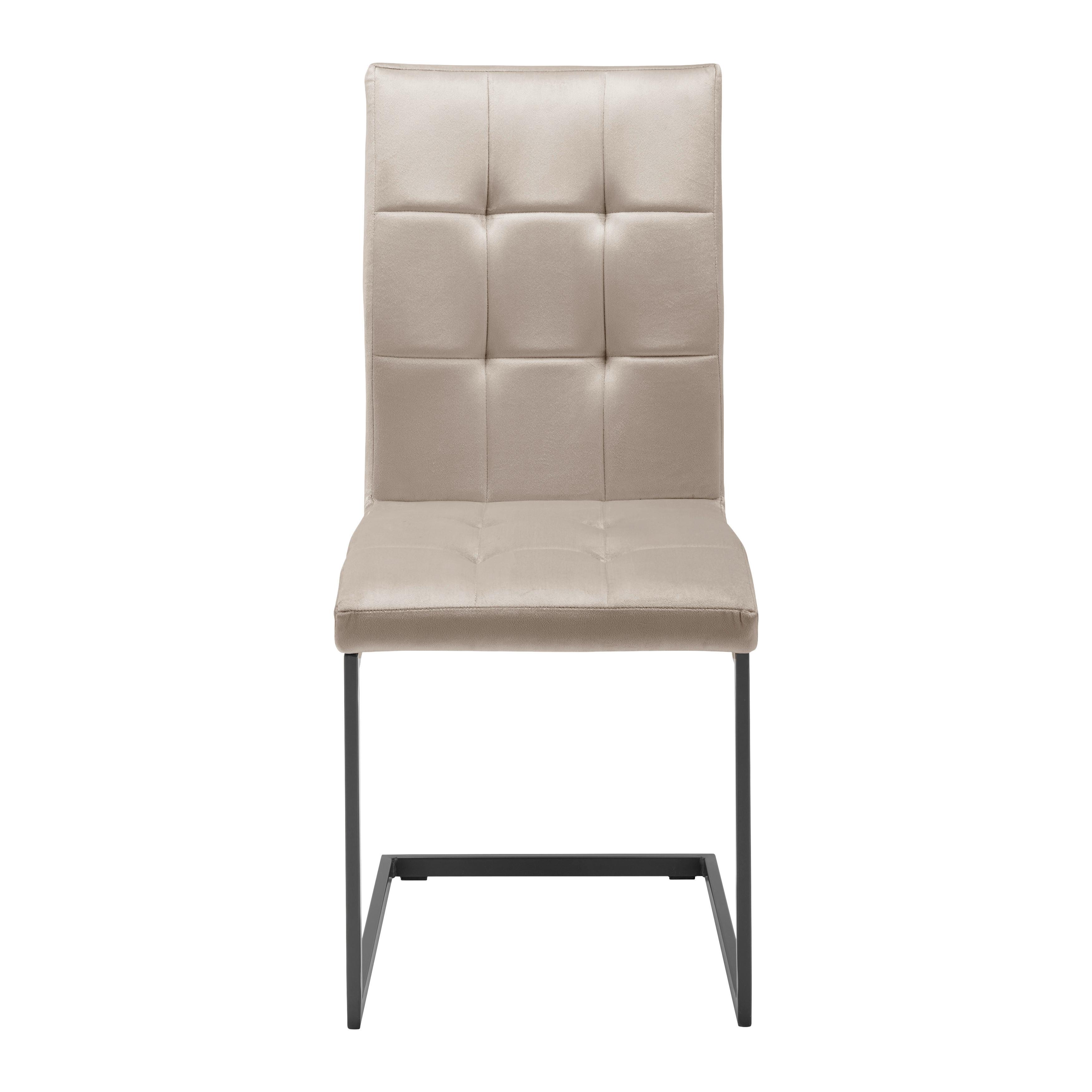 Schwingstuhl-Set "Mela", taupe Samtbezug - Taupe, MODERN, Textil/Metall (44/95/60cm) - Bessagi Home