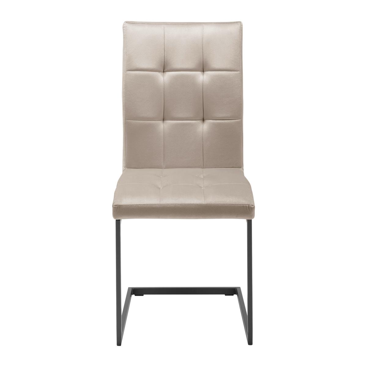 ZESTAW KRZESEŁ NA PŁOZIE MELA - taupe, Modern, metal/tkanina (44/95/60cm) - Bessagi Home