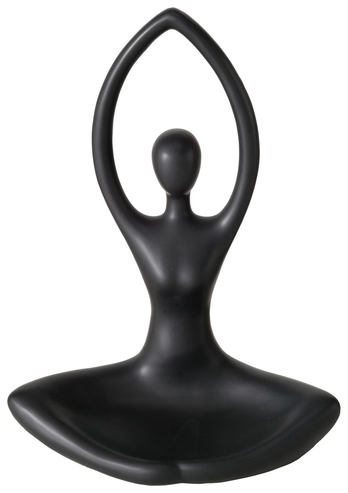 Suport pentru lumânare pastilă YOGA I - negru, Basics, ceramică (22/30/13cm) - Modern Living