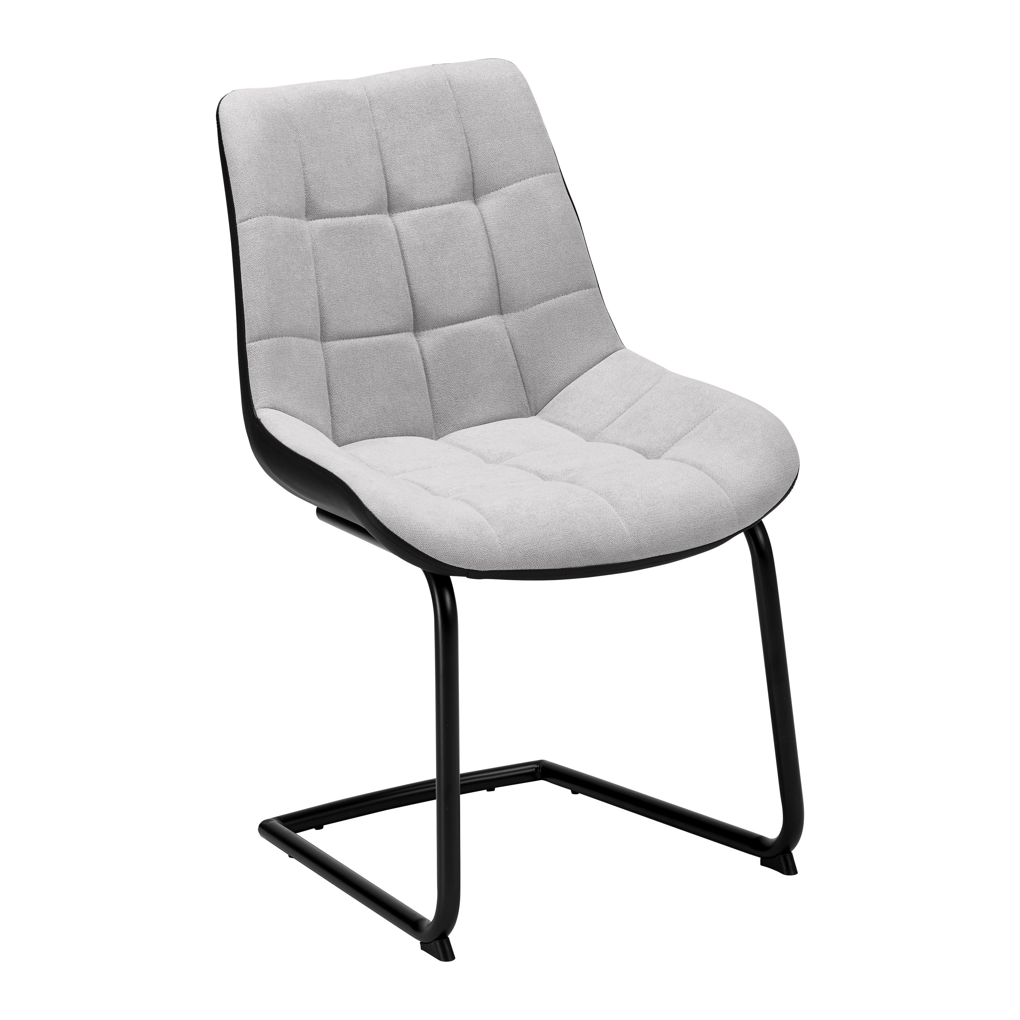 KRZESŁO NA PŁOZIE MARILEA - jasnoszary/czarny, Modern, metal/tkanina (53/86/61cm) - Bessagi Home