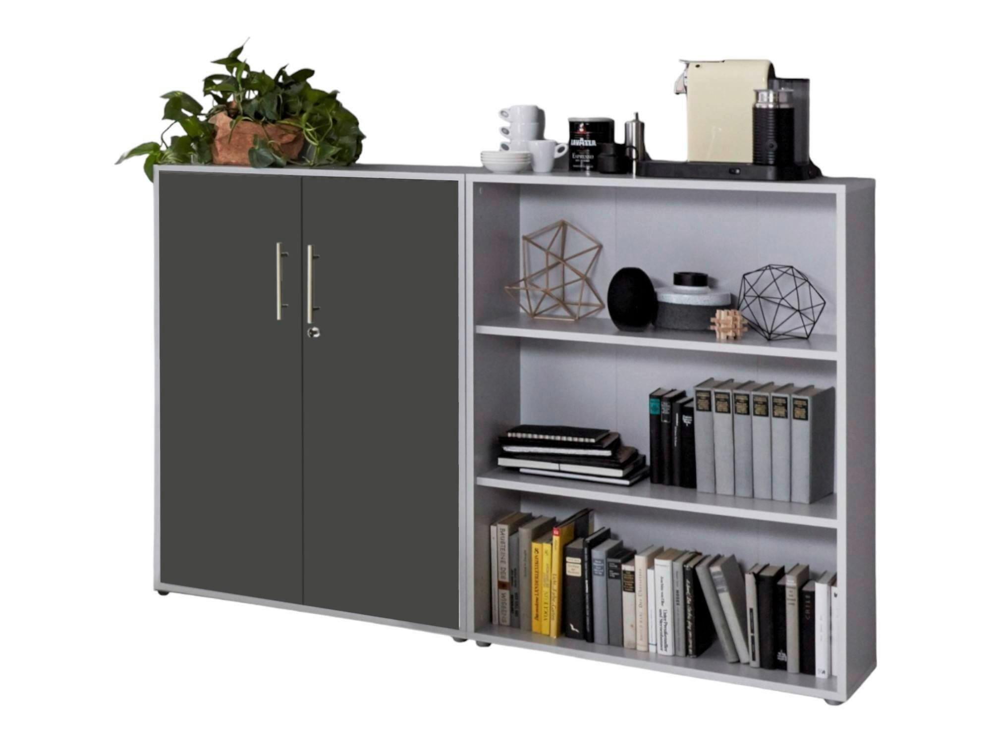 AKTENSCHRANK OFFICE EDITION-SW SET 1 NIEDR. - Anthrazit/Hellgrau, MODERN, Holzwerkstoff (168,8/113,6/33cm) - MID.YOU