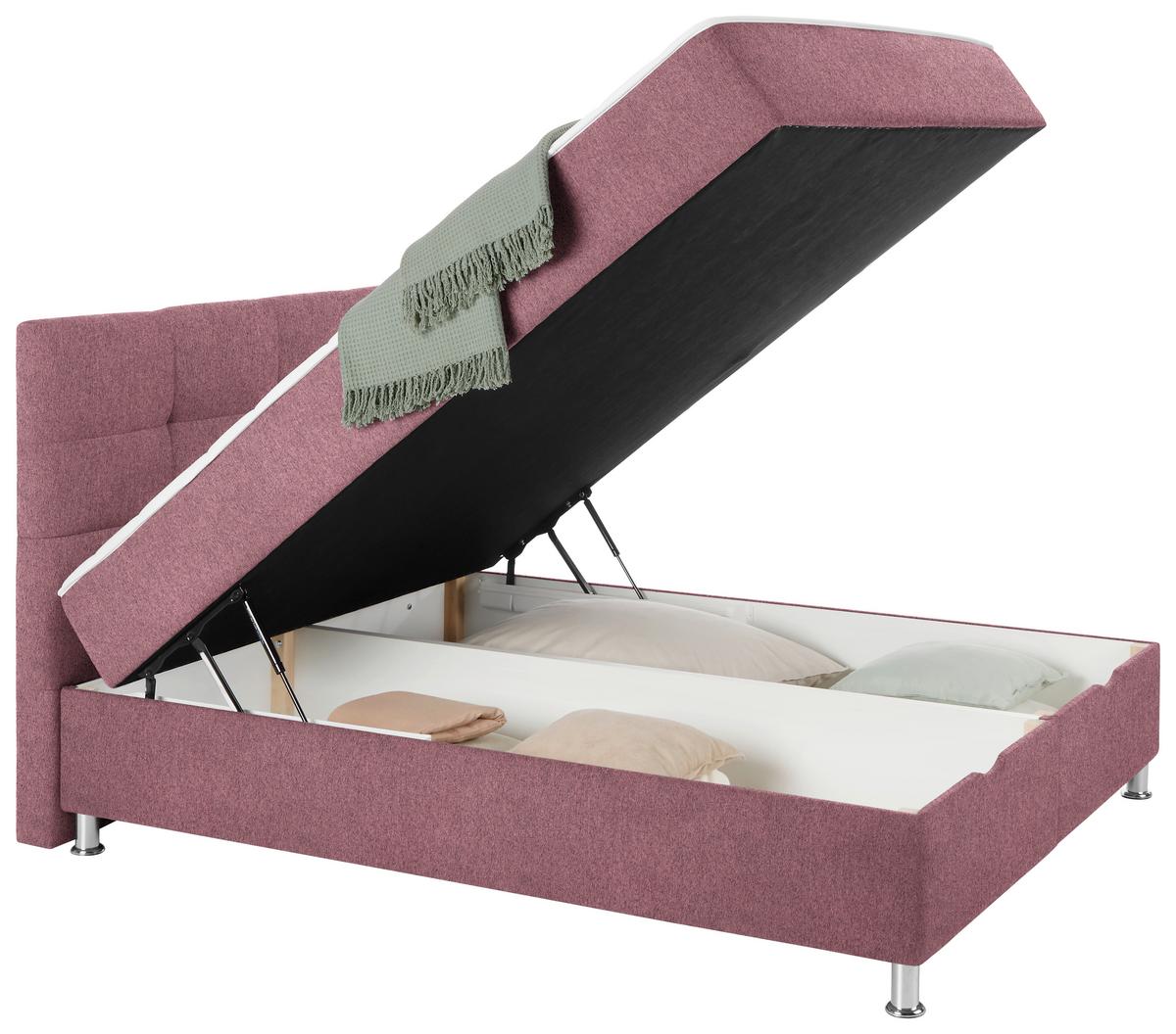 Boxbett Ovideo 160 in Weinrot ca. 160x200cm - Weinrot, Konventionell, Textil/Metall (160/200cm) - Mömax
