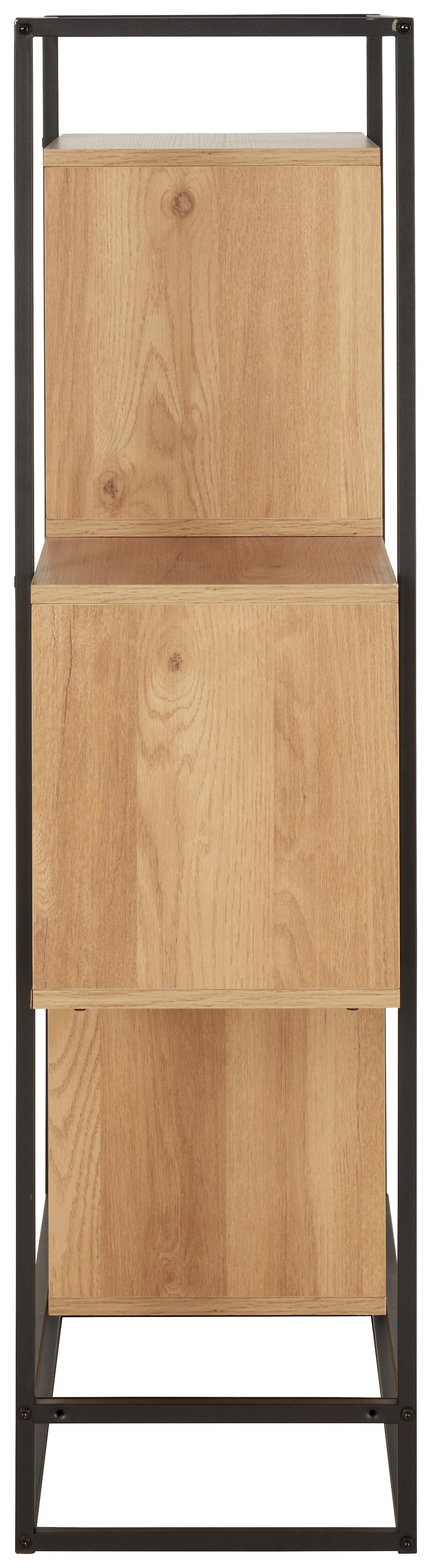 HYLLA ADRIAN -EXKLUSIV- - svart/naturfärgad, Modern, metall/trämaterial (80/126/33,2cm) - Mömax