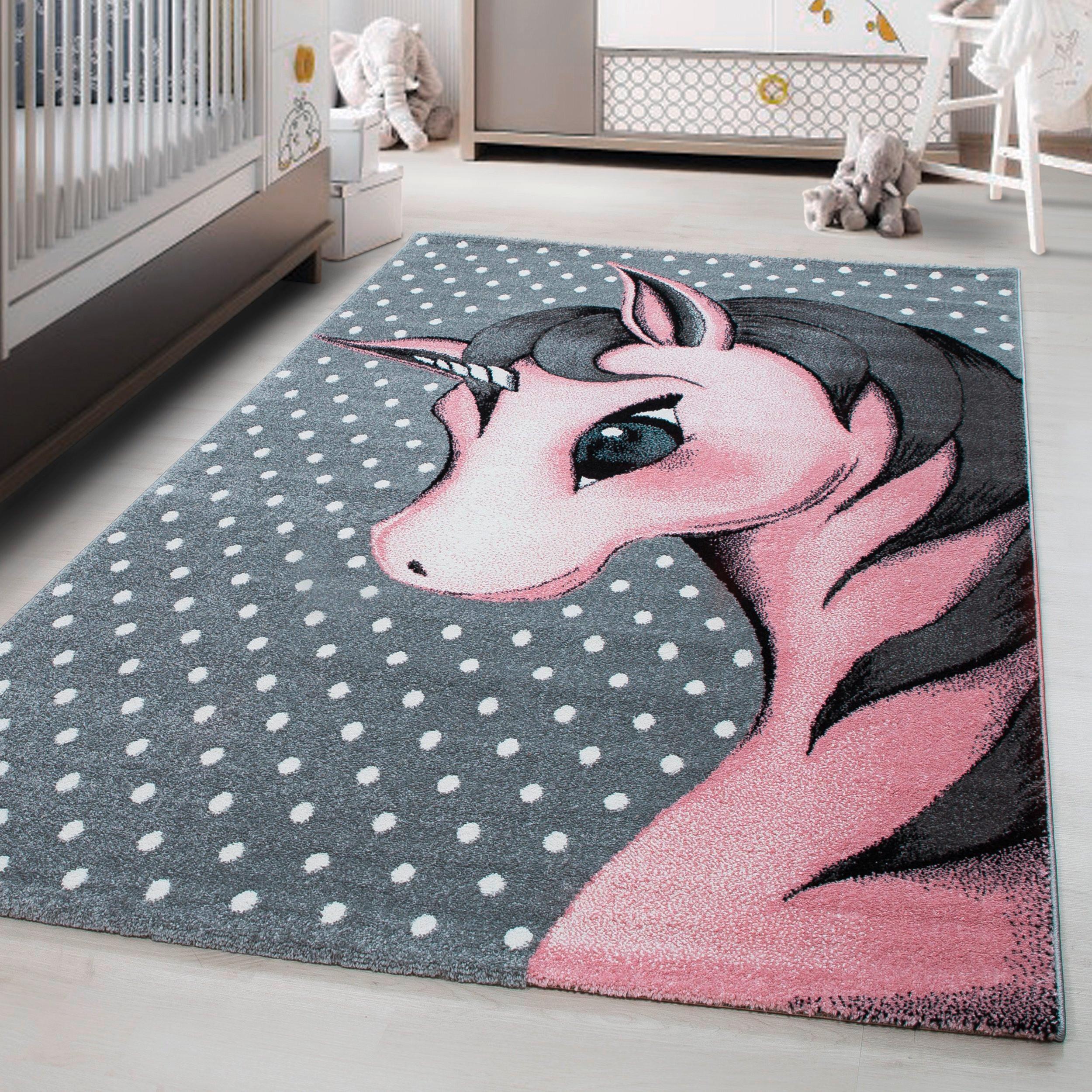 Otroška Preproga Kids, 120x170cm, Siva, Roza - pink/siva, Trend, tekstil (120/170cm) - Ben'n'jen