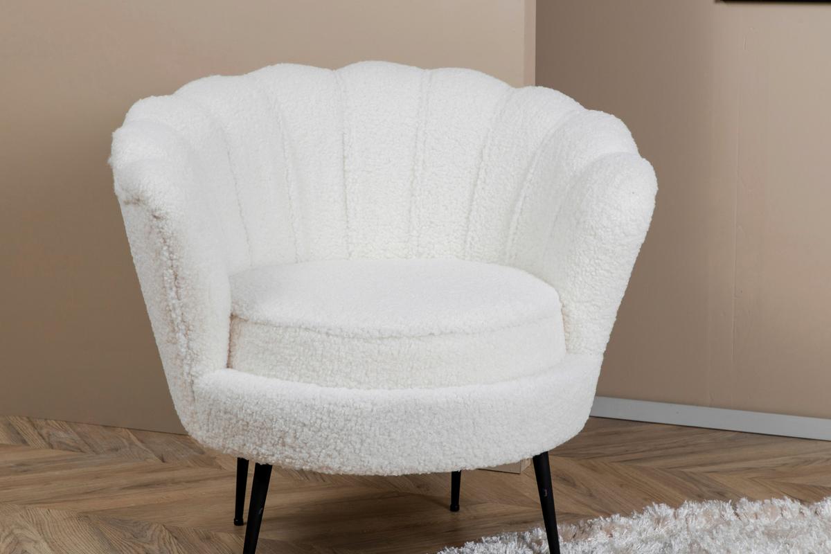 Sessel Calais Teddystoff ca. 83x76 cm Weiß - Schwarz/Weiß, Design, Textil/Metall (83/76/77cm) - Livetastic