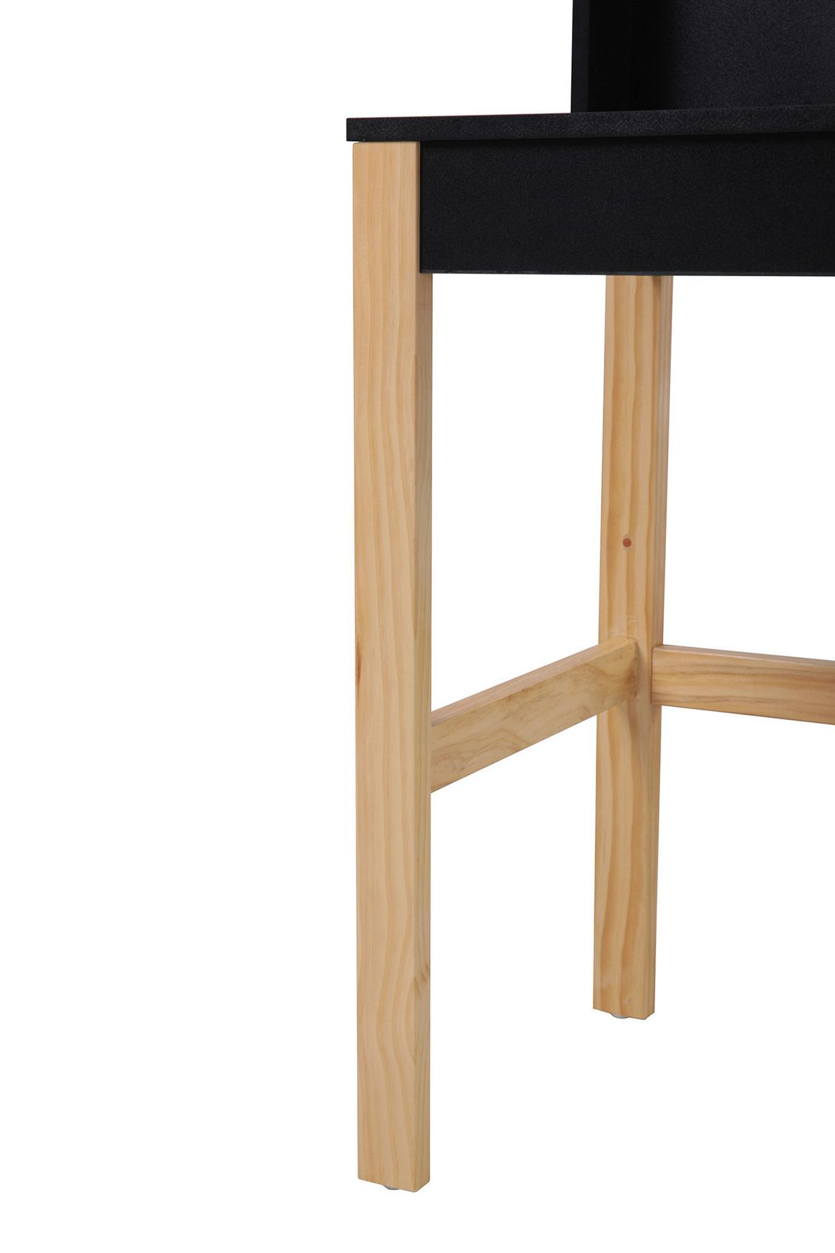 Schreibtisch inkl. Aufsatz Naturfarben/Schwarz - Schwarz/Naturfarben, Design, Holz/Holzwerkstoff (120/45/101cm) - Livetastic