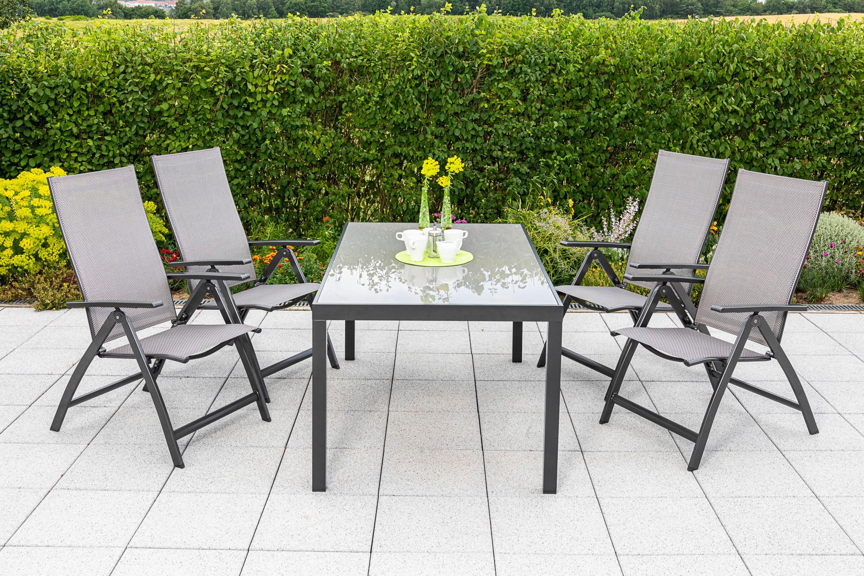 Gartenklappsessel-Set Vicenza ca. 58x111x71 cm Grau 2er-Set - Graphitfarben/Grau, MODERN, Kunststoff/Metall (58/111/71cm) - Gardenson