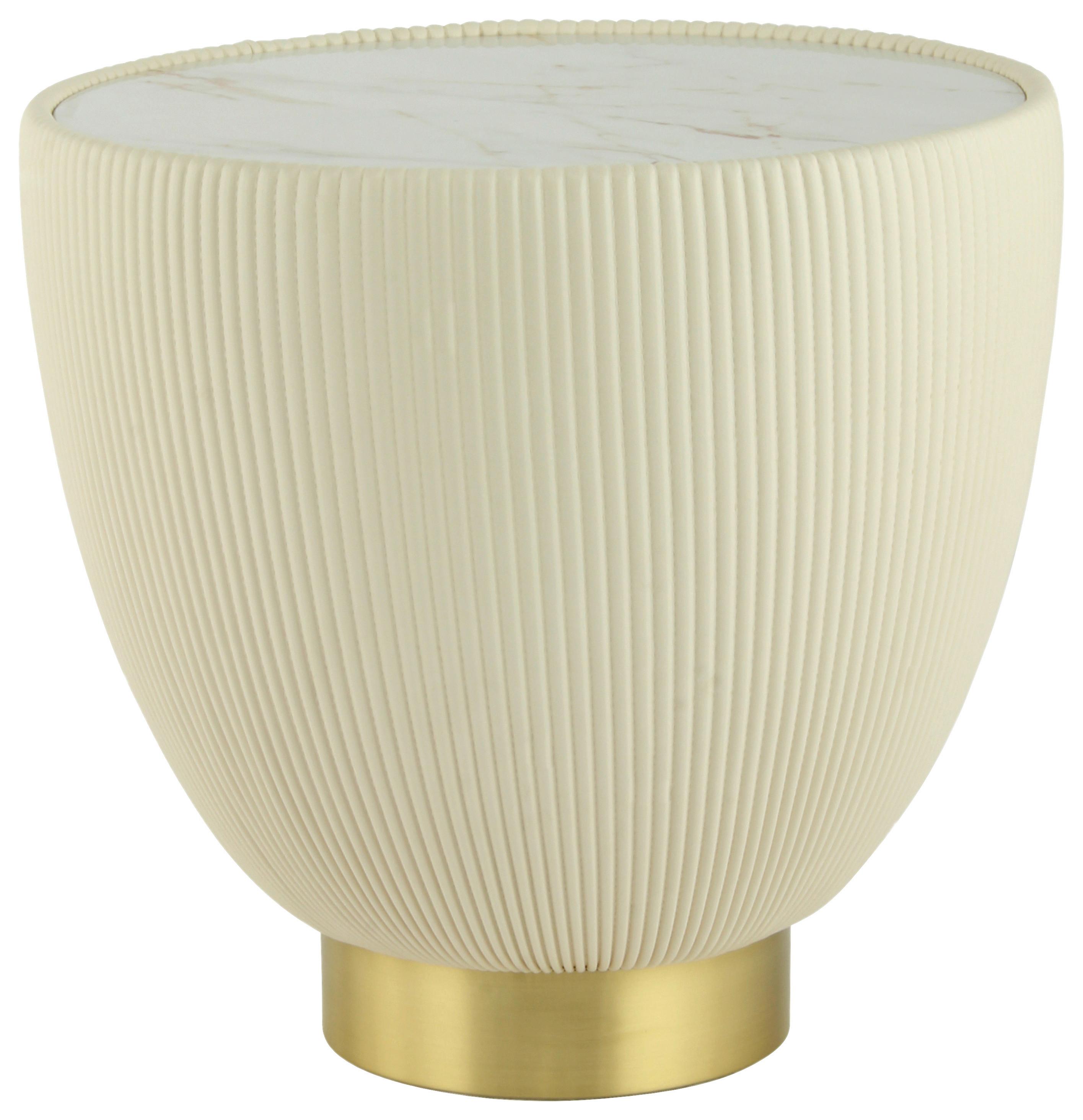 BEISTELLTISCH JOKAI 125 CREME - Goldfarben/Creme, Design, Textil/Stein (47/45cm) - Kayoom