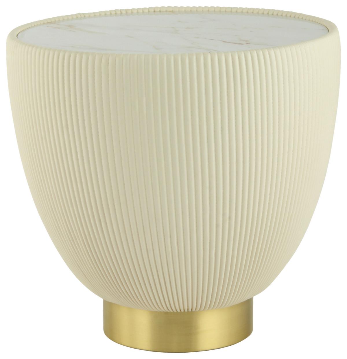 BEISTELLTISCH JOKAI 125 CREME - Goldfarben/Creme, Design, Textil/Stein (47/45cm) - Kayoom