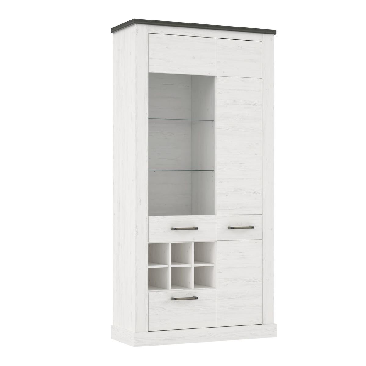 Vitrină Montreal - alb/culoare coconar, Konventionell, sticlă/metal (105,7/211,4/41,4cm) - Premium Living