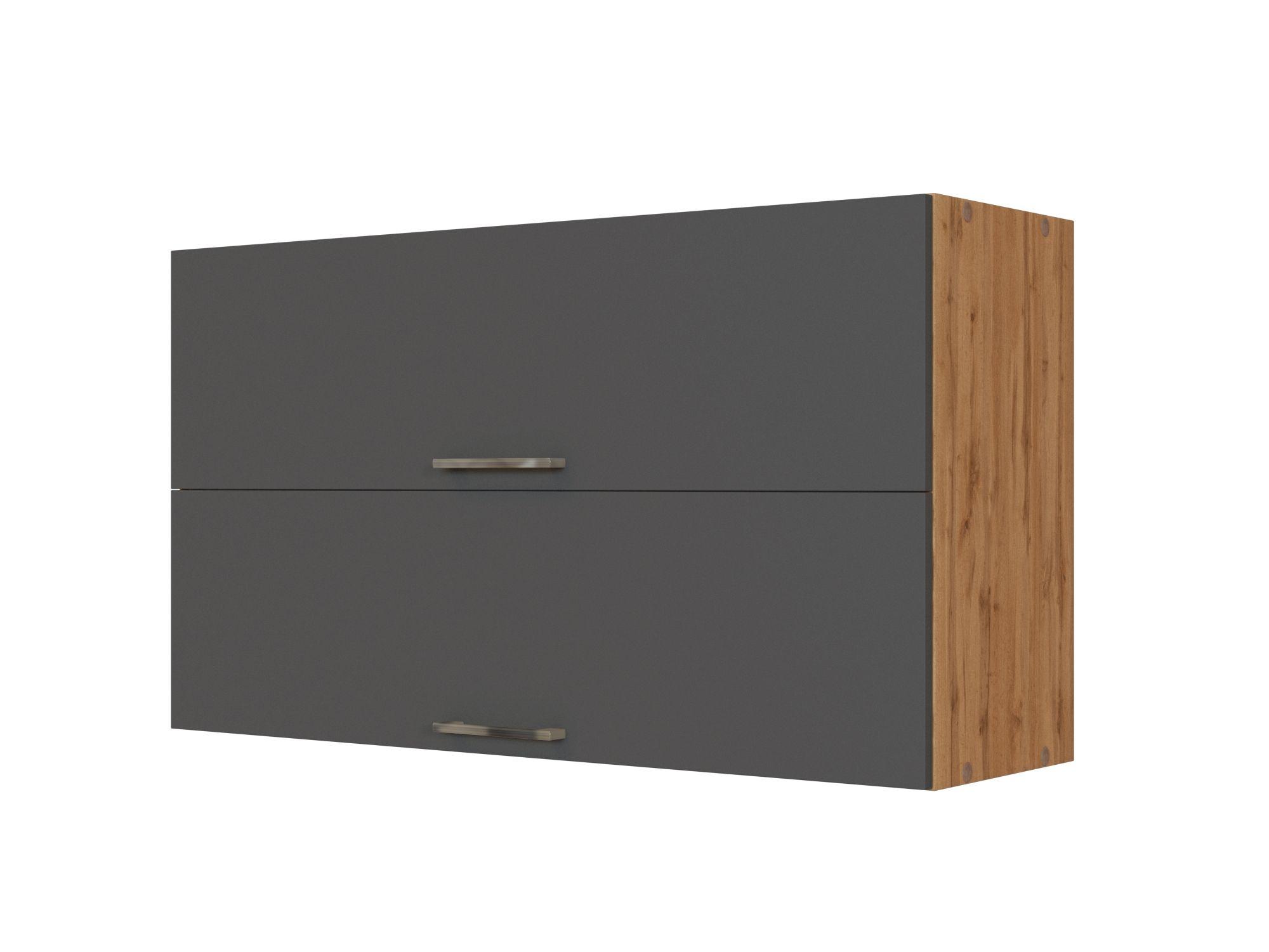 Held Küchenoberschrank ca. 100 cm Anthrazit/Eiche - Chromfarben/Anthrazit, MODERN, Holzwerkstoff/Metall (100/57/34cm) - Held