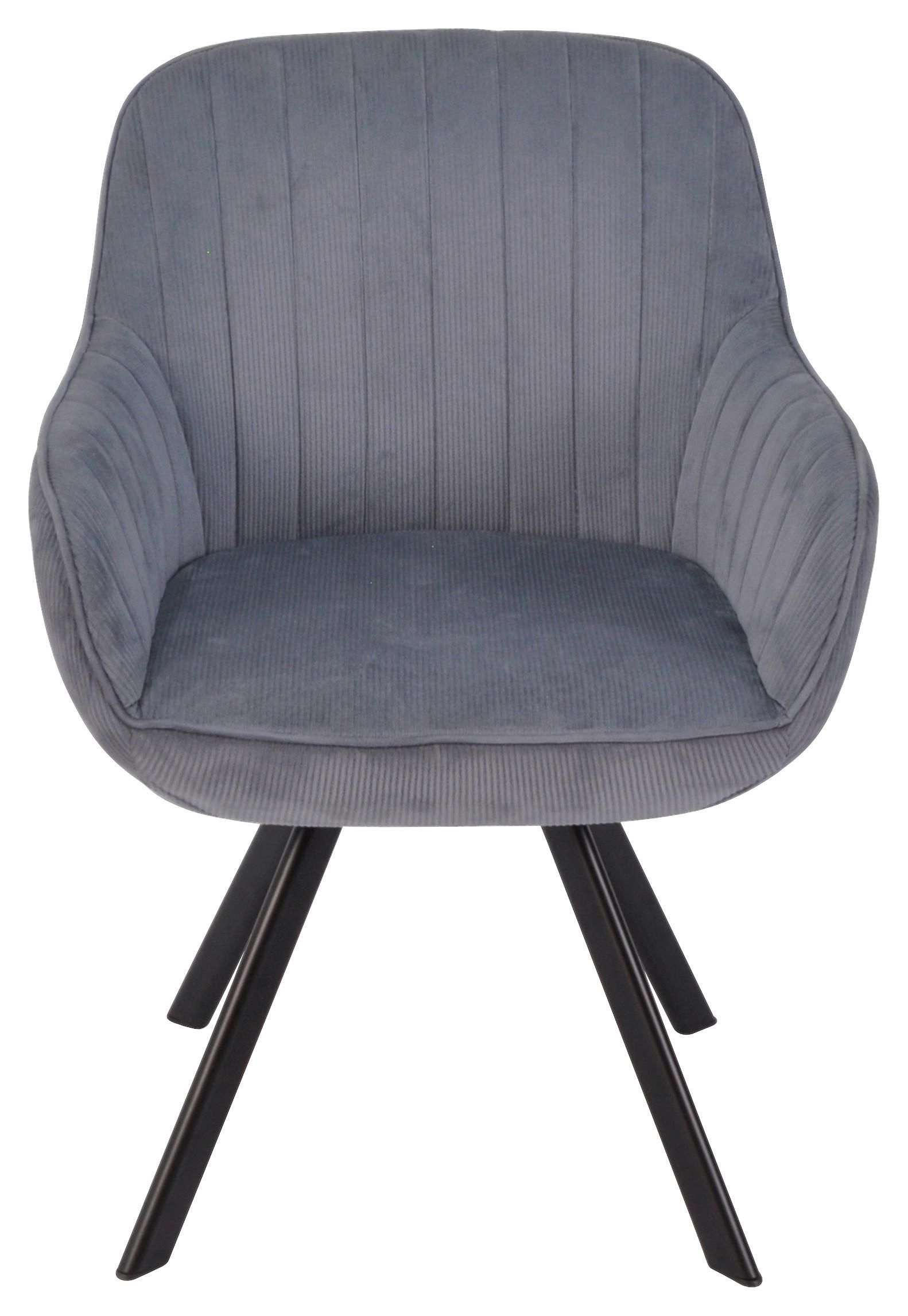 Stuhl-Set "Carlo", grau - Schwarz/Grau, Design, Textil/Metall (58/82/63cm) - MID.YOU