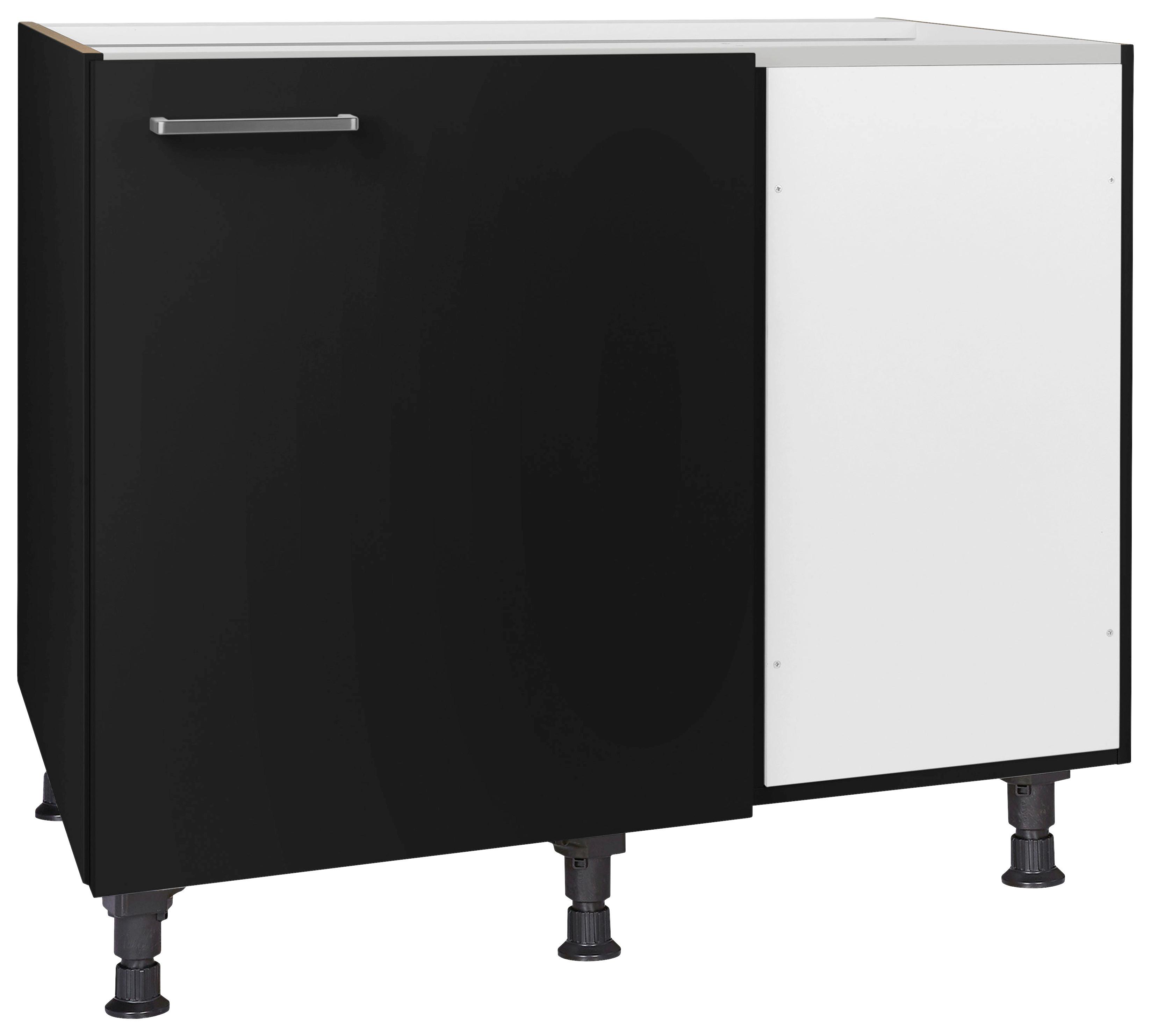 Eckunterschrank Touch Schwarz - Edelstahlfarben/Schwarz, MODERN, Holzwerkstoff/Metall (125/87/65cm) - Nobilia