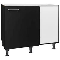 Eckunterschrank Touch Schwarz - Edelstahlfarben/Schwarz, MODERN, Holzwerkstoff/Metall (125/87/65cm) - Nobilia
