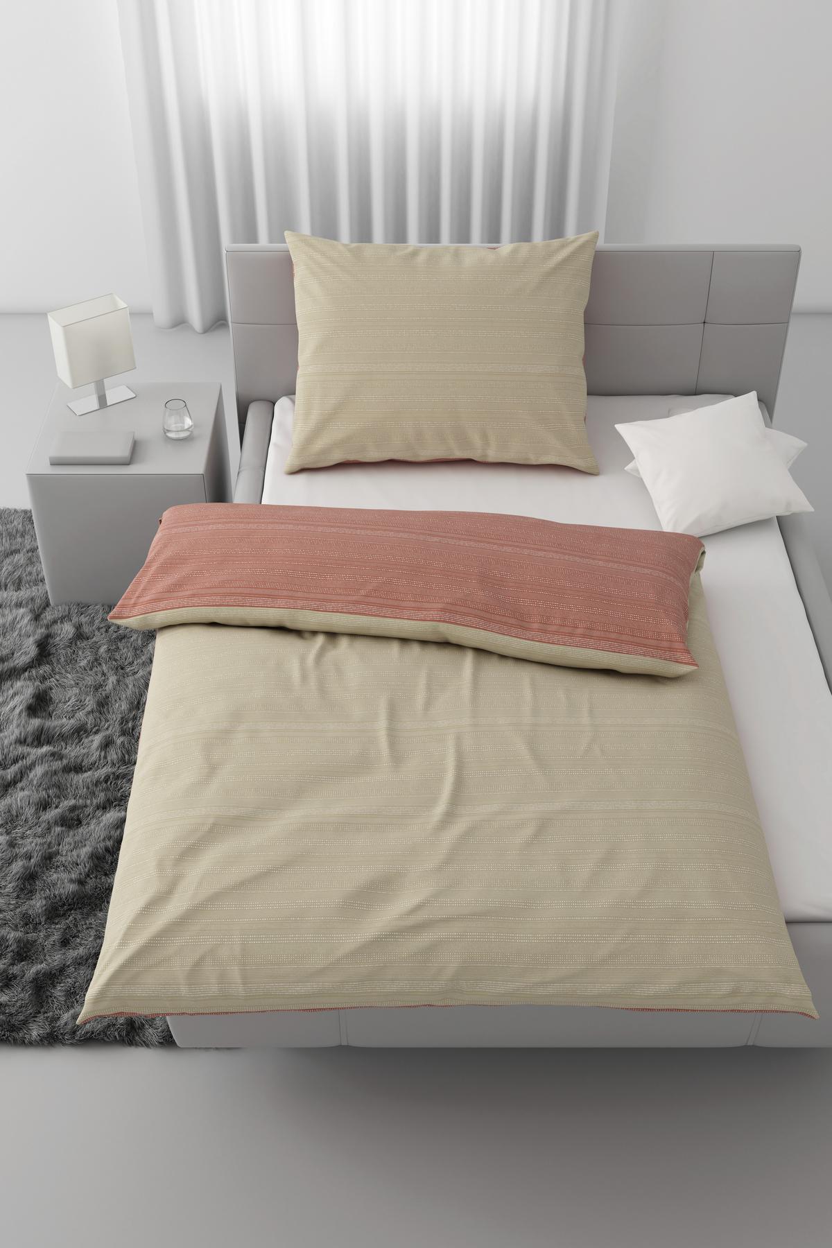Bettwäsche Kinzura Wende ca. 160x210cm - Beige/Orange, Konventionell, Textil (160/210cm) - Modern Living