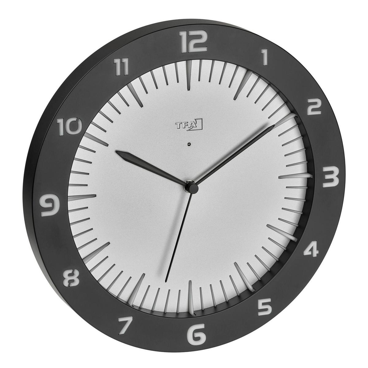 FUNKUHR LUMOCLOCK GRAU/WEIß - Schwarz, Basics, Kunststoff (30,3/4,5/30,3cm)