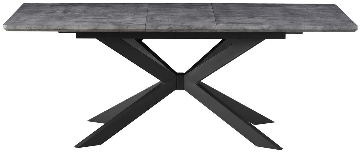 Jedilna Miza Leif, Videz Betona, 160-200x90 Cm - siva/črna, Konvencionalno, kovina/leseni material (160-200/76/90cm) - MID.YOU