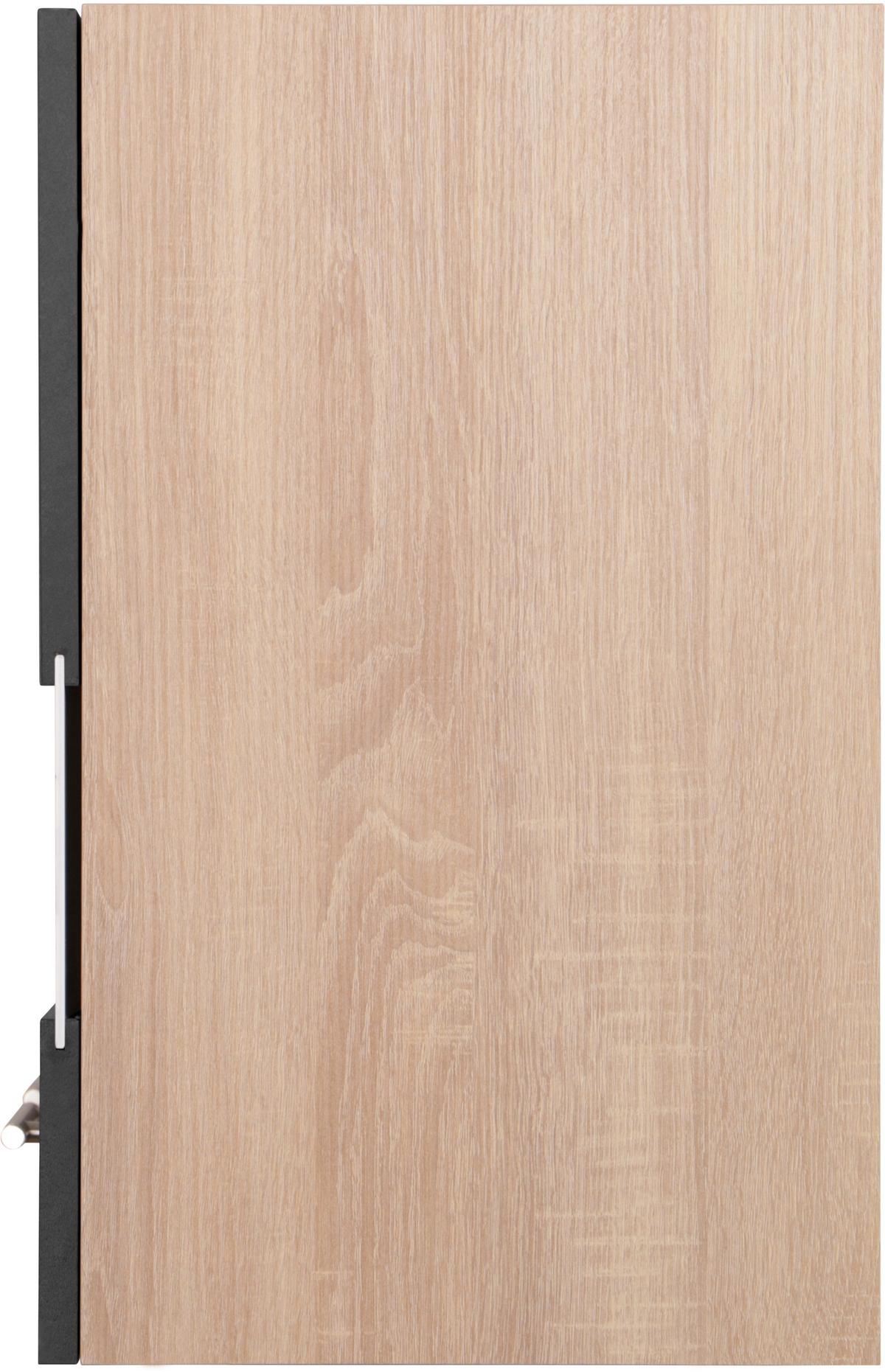 Kuhinjska Zgornja Omarica Merle, Barva Hrasta, Črna - srebrne barve/črna, Basics, kovina/steklo (100/56,1/34,6cm) - Respekta