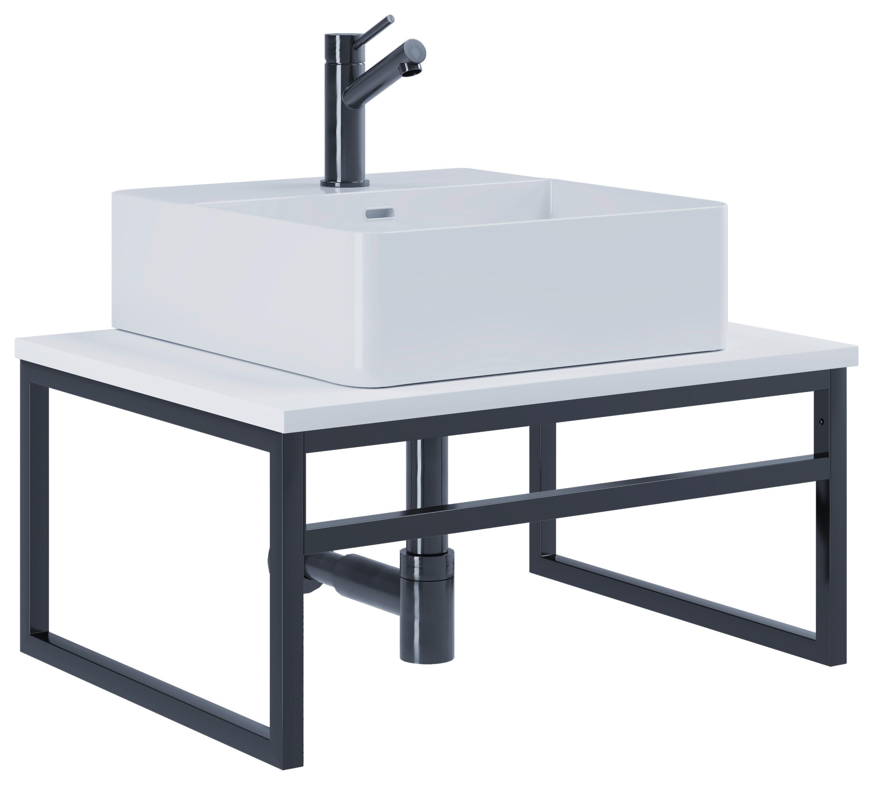 WASCHTISCHKOMBI 2-TLG. WASCHPLATZ "BITILA 60" - Weiss/Schwarz, Modern, Keramik/Holzwerkstoff (60cm) - MID.YOU