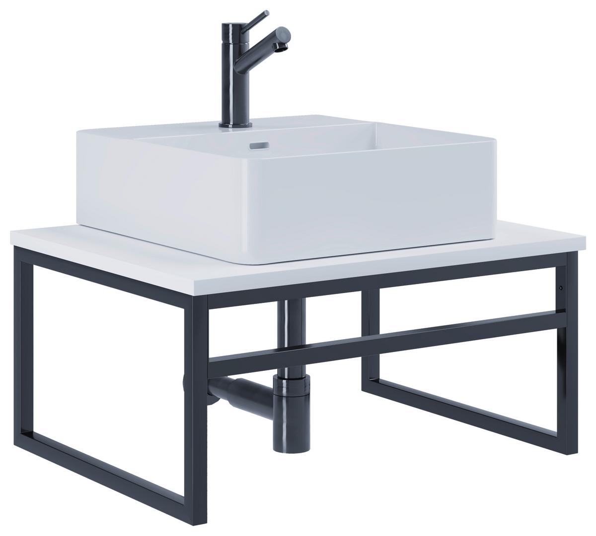 WASCHTISCHKOMBI 2-TLG. WASCHPLATZ "BITILA 60" - Weiss/Schwarz, Modern, Keramik/Holzwerkstoff (60cm) - MID.YOU