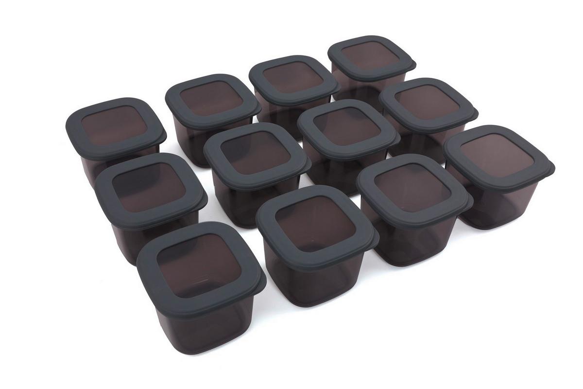 ZESTAW POJEMNIKÓW KUCHENNYCH FOLY - ANTHRACITE - antracytowy/przejrzysty, Basics, tworzywo sztuczne (10/10/9.5cm)