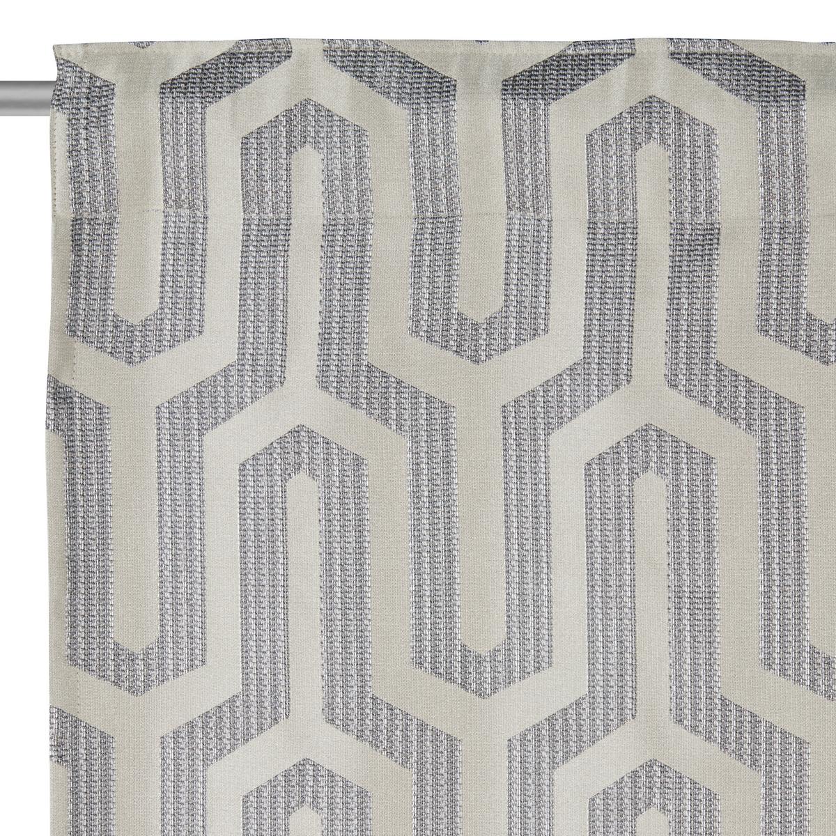 ZASŁONA GOTOWA MALFOY - beżowy/kolor srebrny, Design, tkanina (140/245cm) - Dieter Knoll