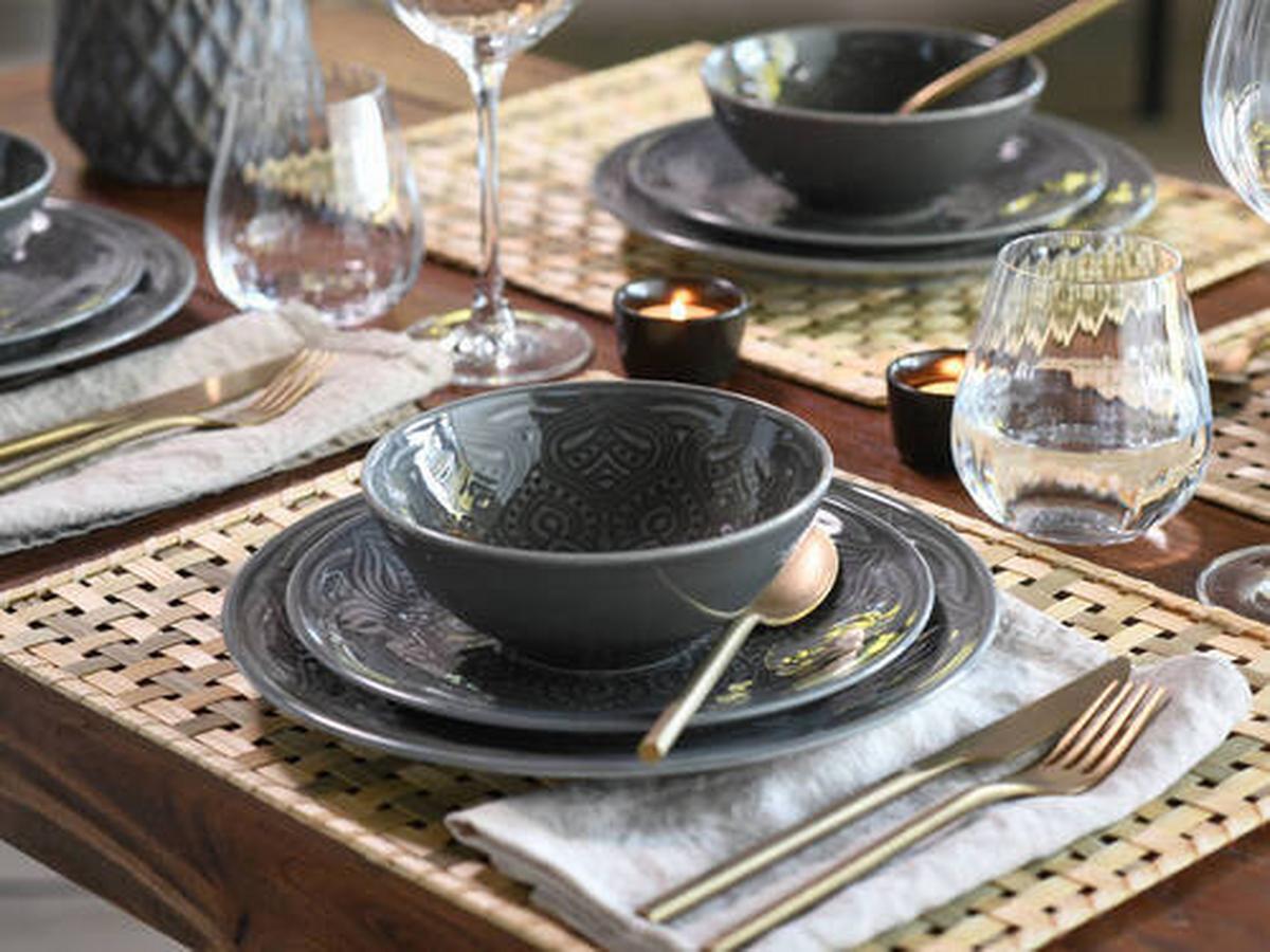 Tafelservice Orient Mandala Dunkelgrau, 12-teilig - Dunkelgrau, Trend, Keramik - Creatable