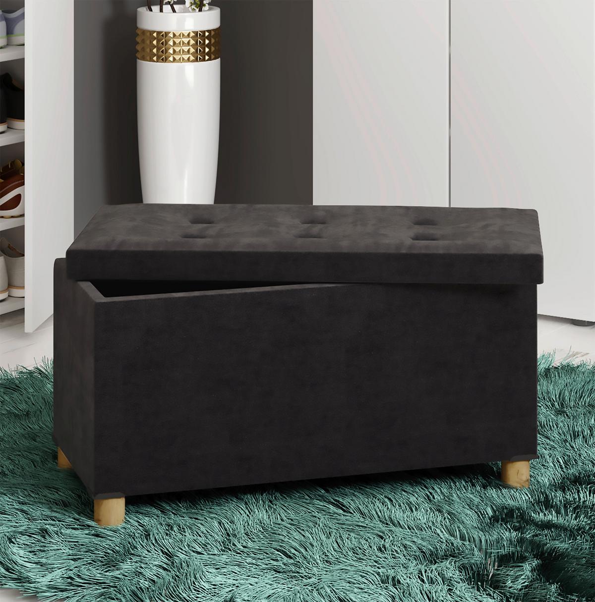 Klop S Skrinjo Sizos L, Siva - rjava/antracit, Moderno, tekstil/leseni material (76/40/38cm) - MID.YOU