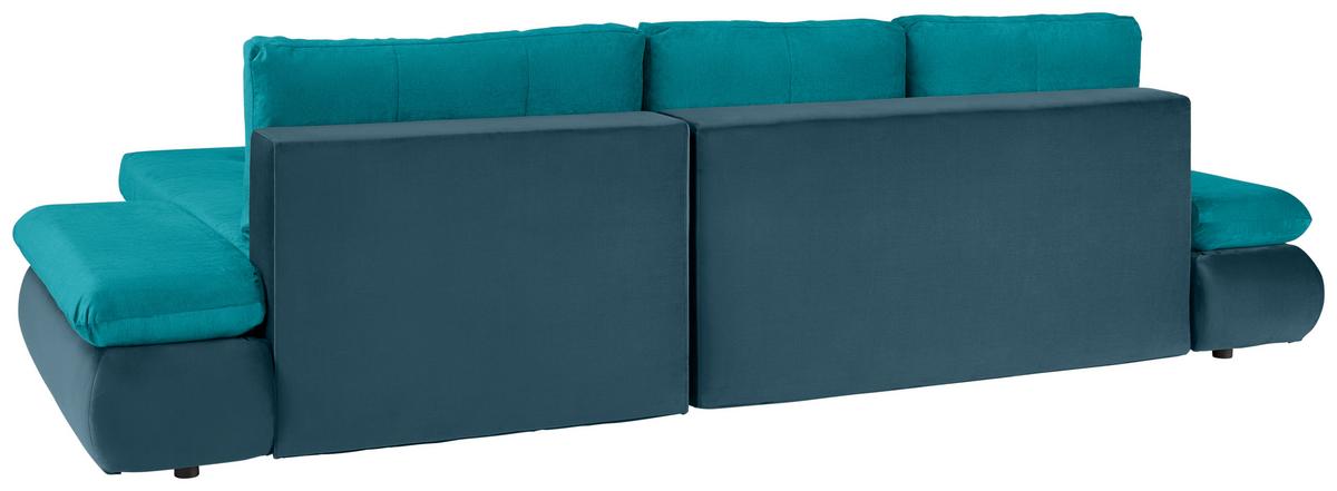 Wohnlandschaft Enrico Petrol - Chromfarben/Petrol, KONVENTIONELL, Kunststoff/Textil (303/88/185cm) - Mömax
