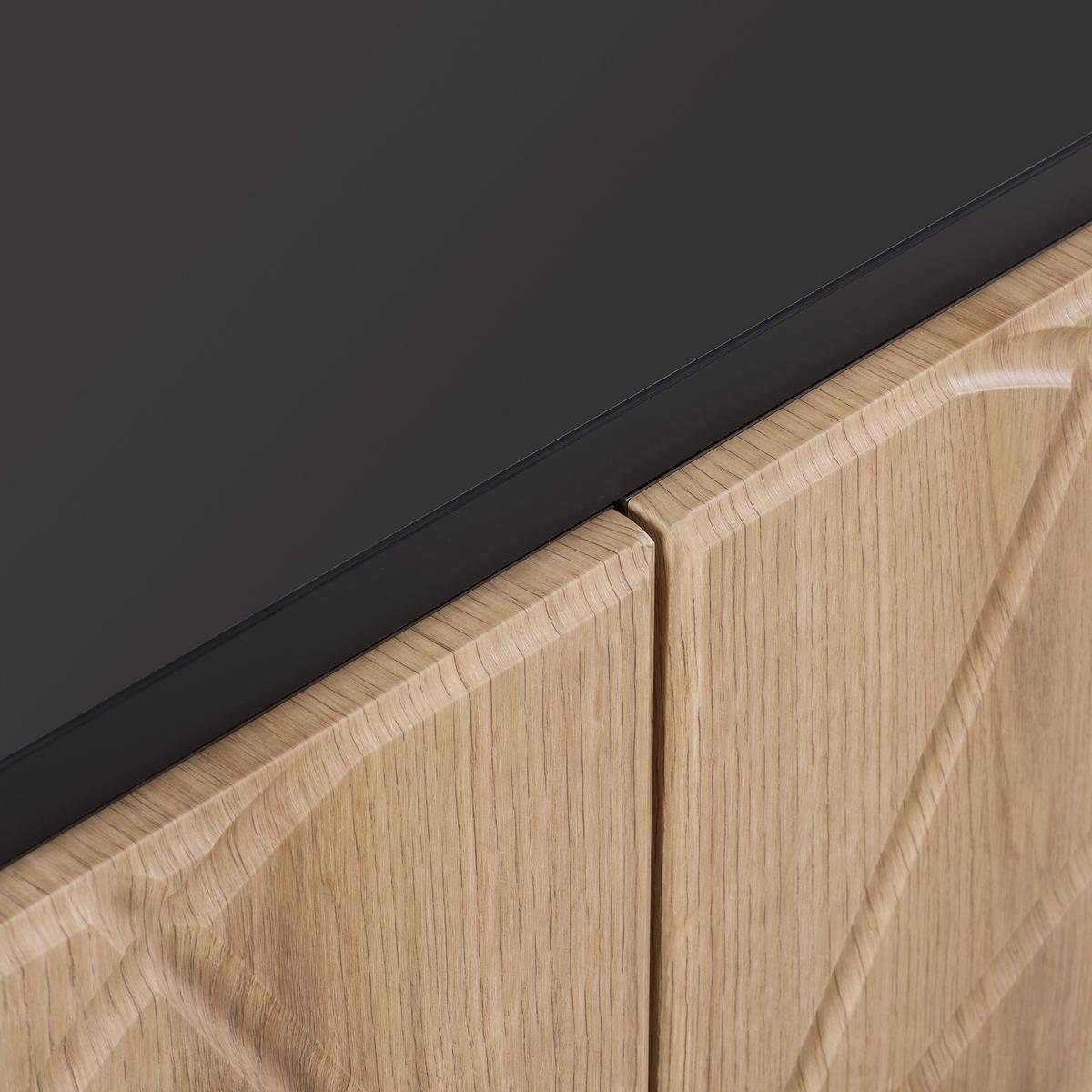 Lowboard Hong Kong Schwarz/Eiche/Goldfarben - Goldfarben/Schwarz, LIFESTYLE, Holzwerkstoff/Metall (160/71,9/37,5cm) - Mömax