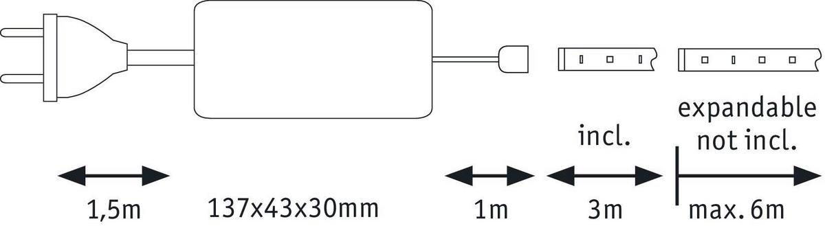 LED-Strip 70580 in Silberfarben max. 18 Watt - Silberfarben, Basics, Kunststoff (0,3cm) - Paulmann