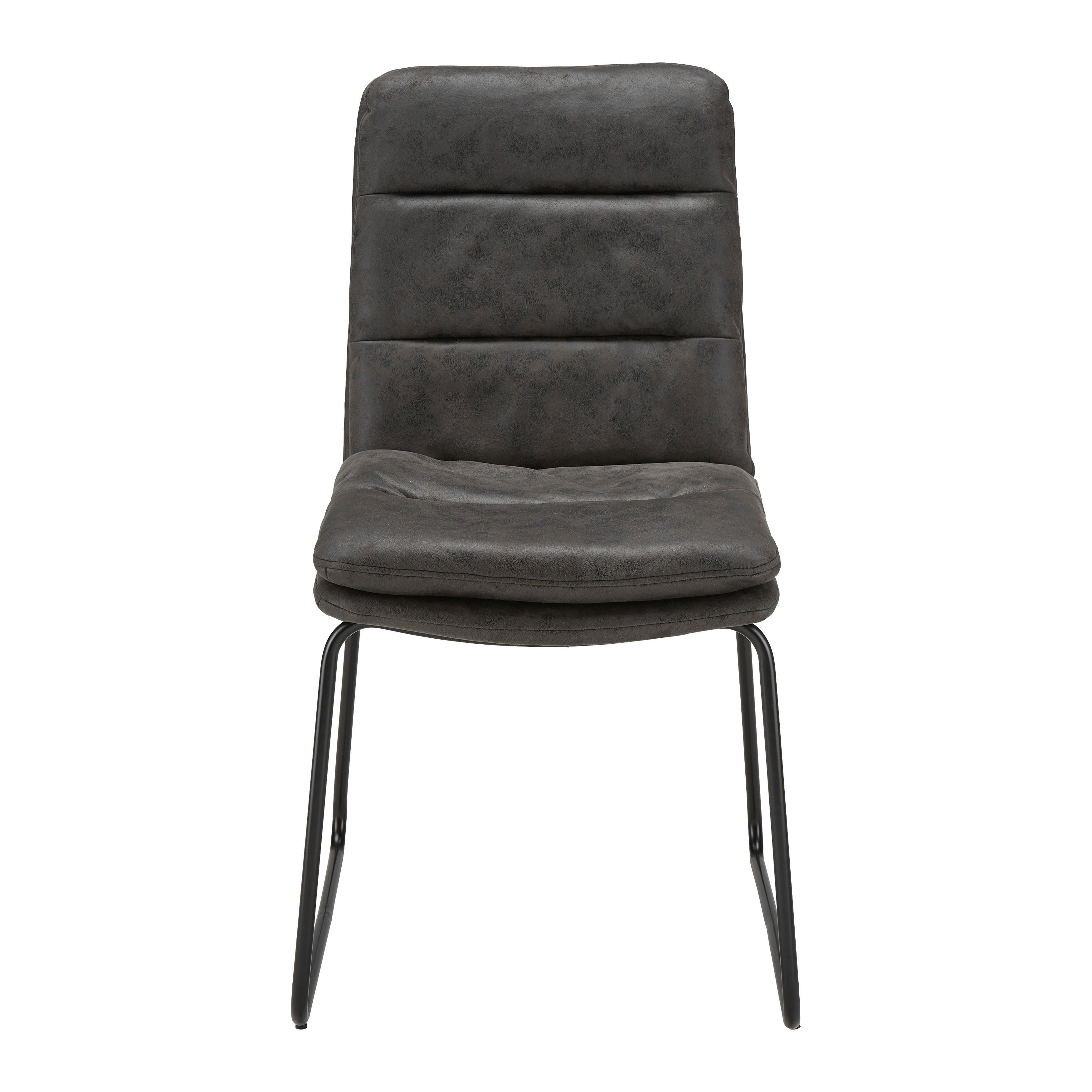 Stuhl Kona Dunkelgrau Mikrofaser Gepolstert - Dunkelgrau/Schwarz, MODERN, Textil/Metall (48/90/65cm) - Bessagi Home