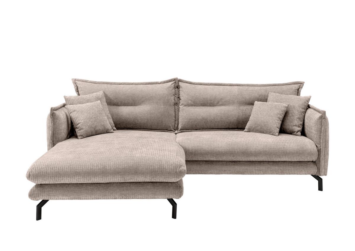 ECKSOFA LAVA - Beige/Schwarz, Design, Textil/Metall (180/255cm) - Livetastic