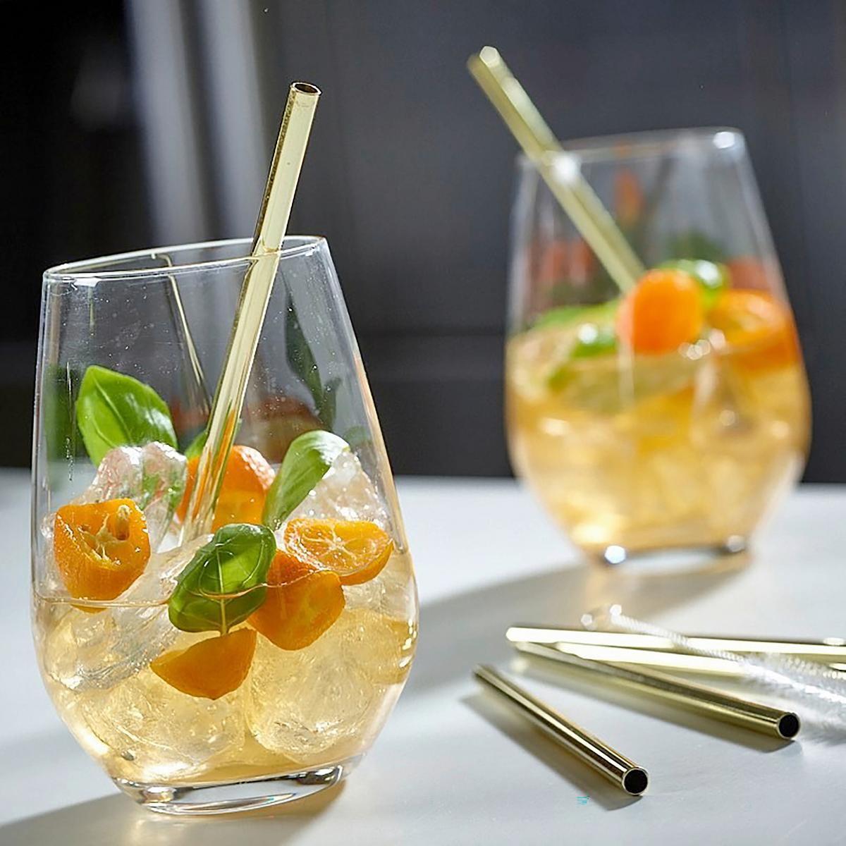 Set Slamic S Krtačko Straw, 6-Delni - zlate barve, Basics, kovina (12cm) - Echtwerk