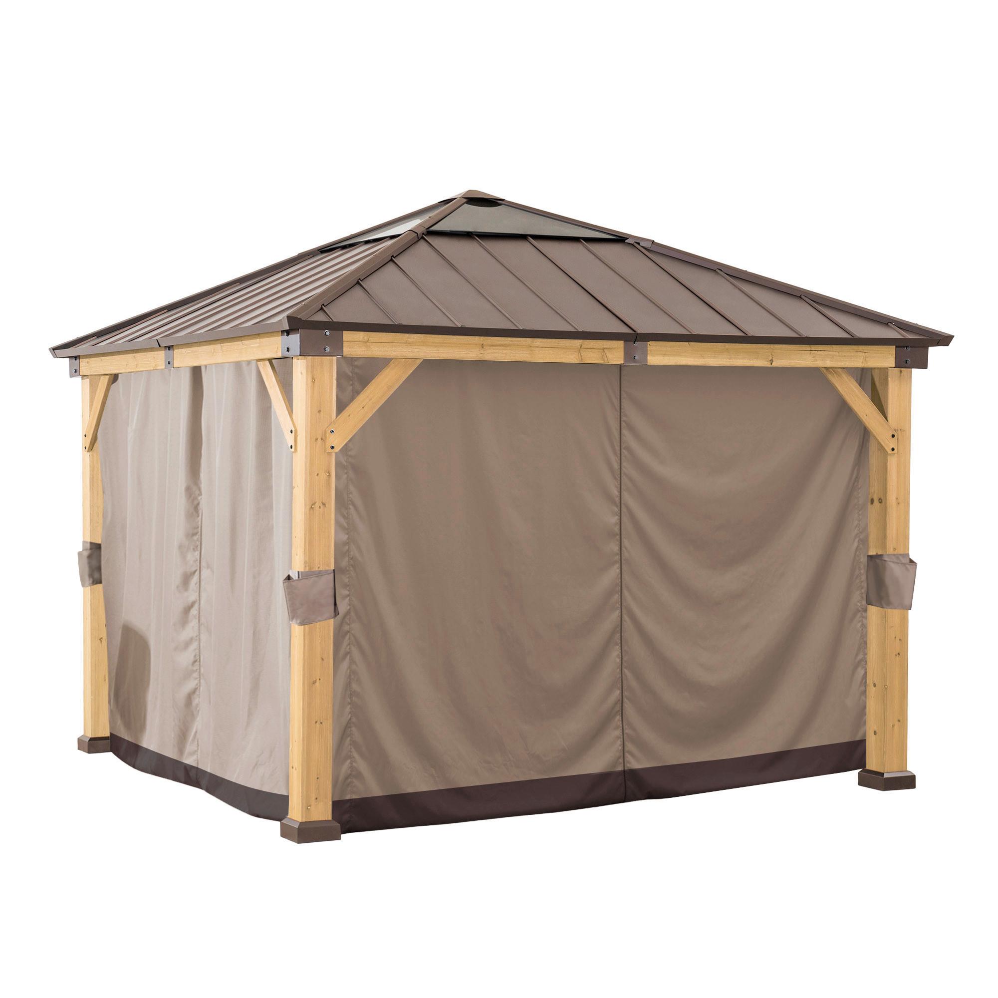 Pavillon-Seitenteil Gazebo Vorhang für 336x336cm, 4 Stk. - Hellbraun, Basics, Textil (310/220cm)