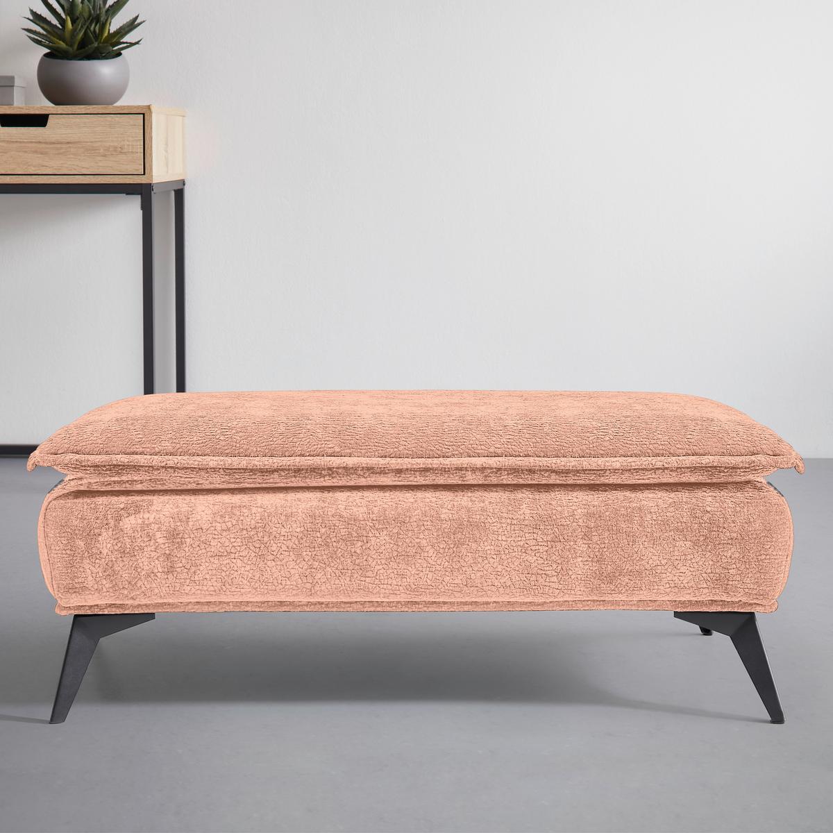 Hocker Ottawa Rose Strukturstoff - Schwarz/Altrosa, MODERN, Textil/Metall (122/47/68cm) - Premium Living