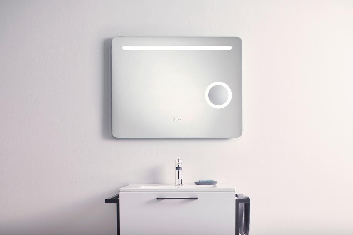 Wandspiegel Silberfarben inkl. LED 'Mirror' - Silberfarben/Grau, Basics, Glas/Holzwerkstoff (80/62/10cm)