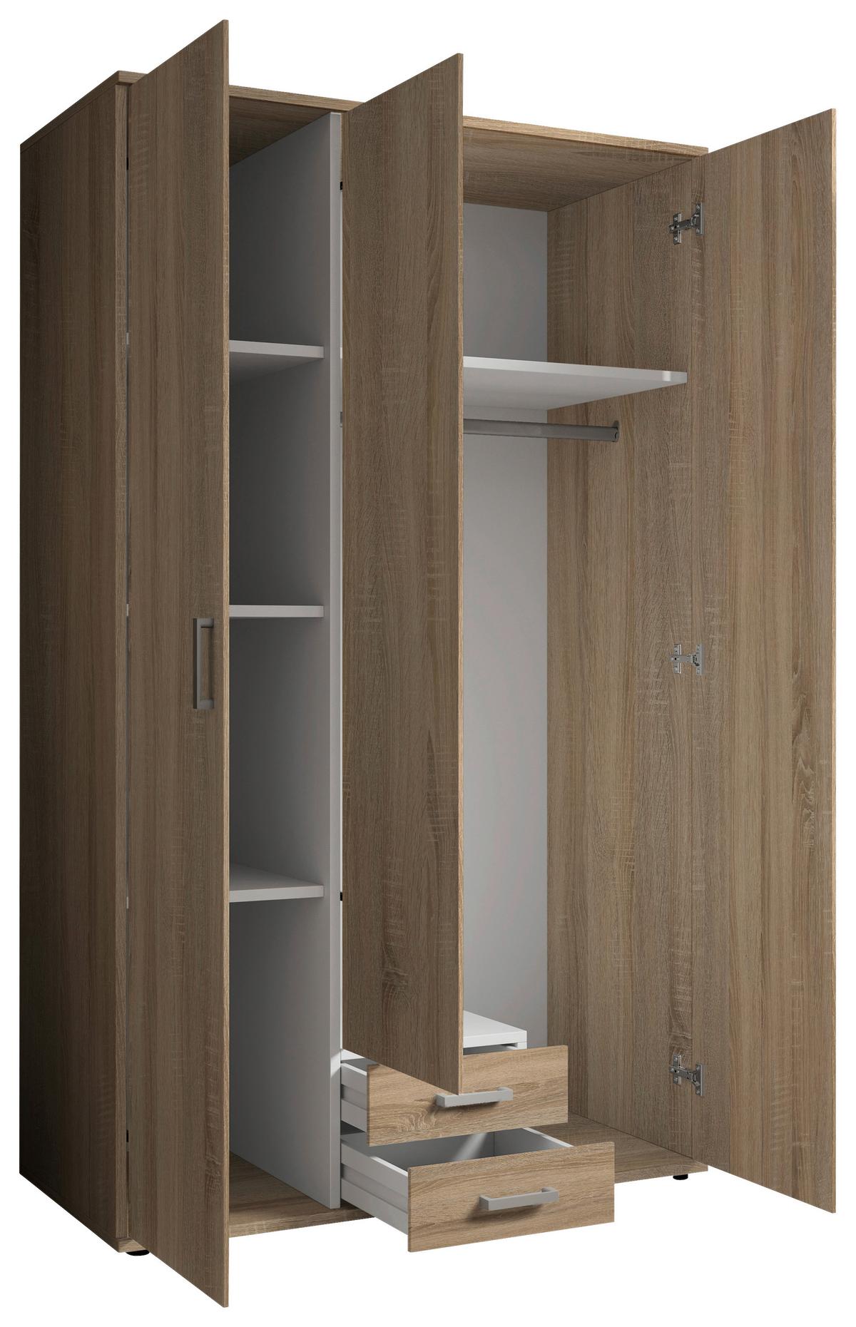 Drehtürenschrank Olli Sonoma Eiche - Alufarben/Sonoma Eiche, Basics, Glas/Holzwerkstoff (120/196/54cm) - Based