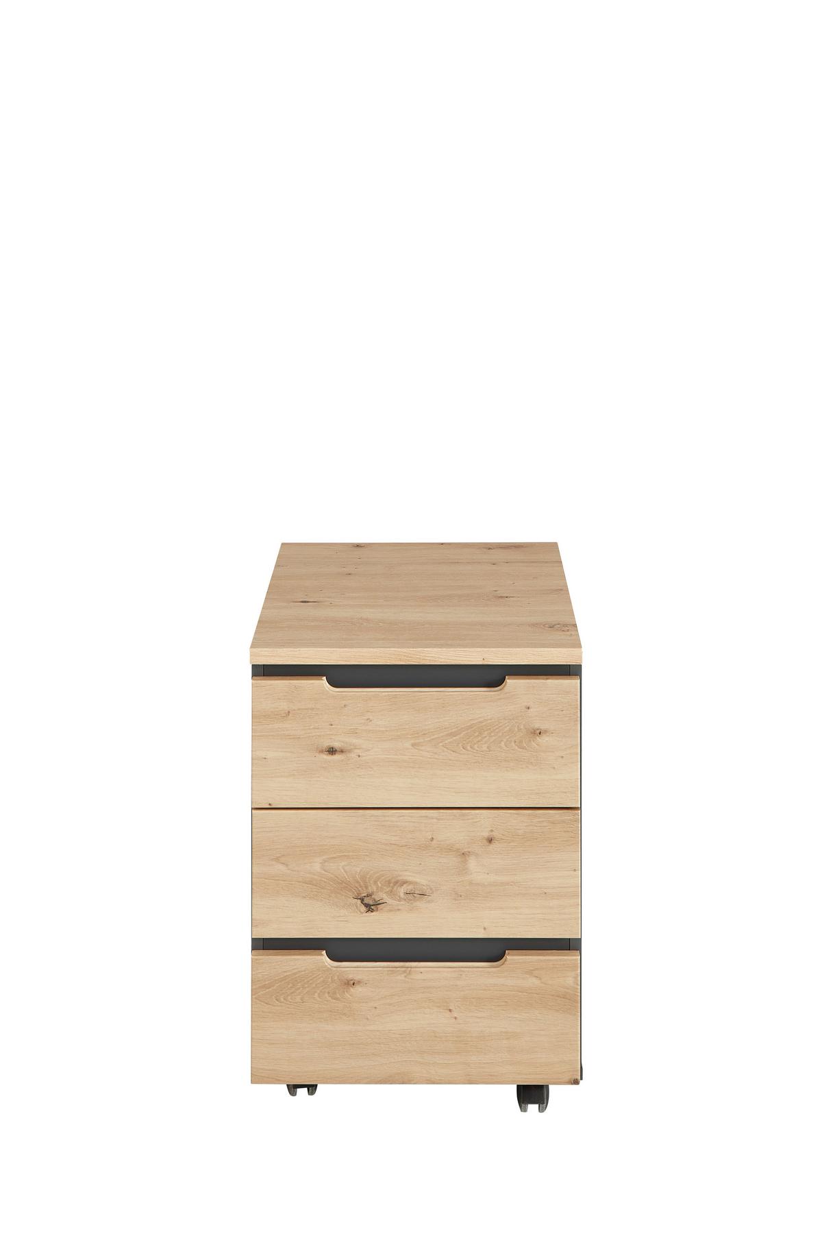 Rollcontainer Memphis in Eiche Artisan/Graphitfarben - Graphitfarben/Eiche Artisan, MODERN, Holzwerkstoff (45/66/55cm) - Premium Living