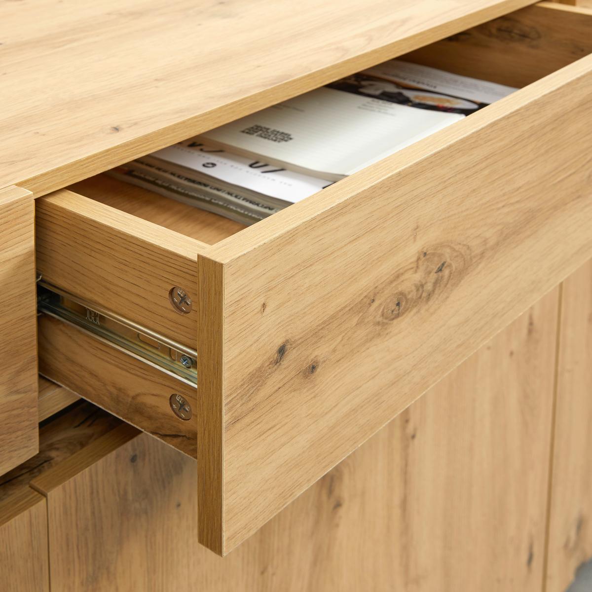 Sideboard Jasmina Eichefarben/ Schwarz MDF - Eichefarben/Schwarz, MODERN, Holz/Metall (175/90/41,5cm) - Bessagi Home