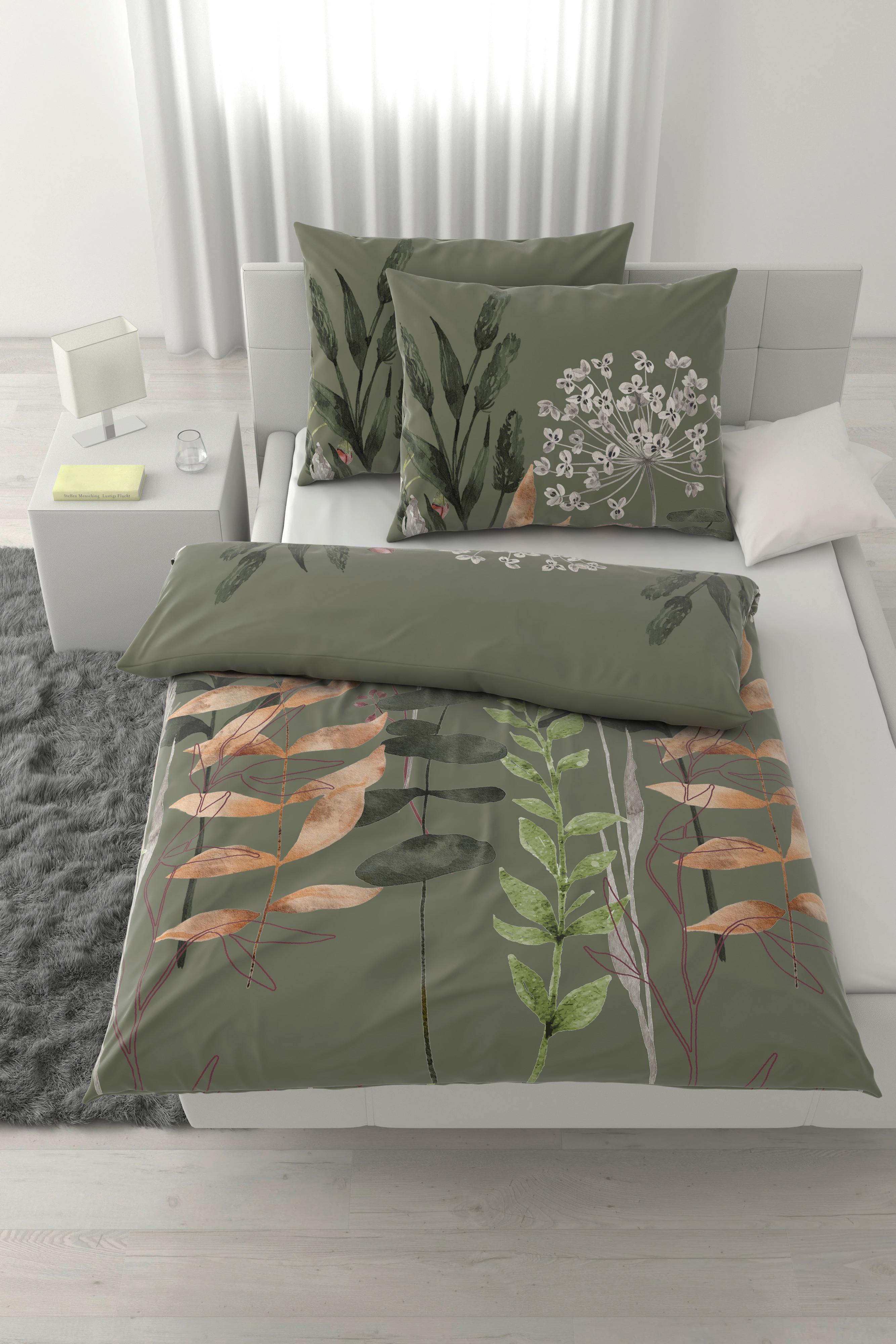 Bettwäsche Leavi XXL Grün ca. 200x220cm - Grün, MODERN, Textil (200/220cm) - Mömax