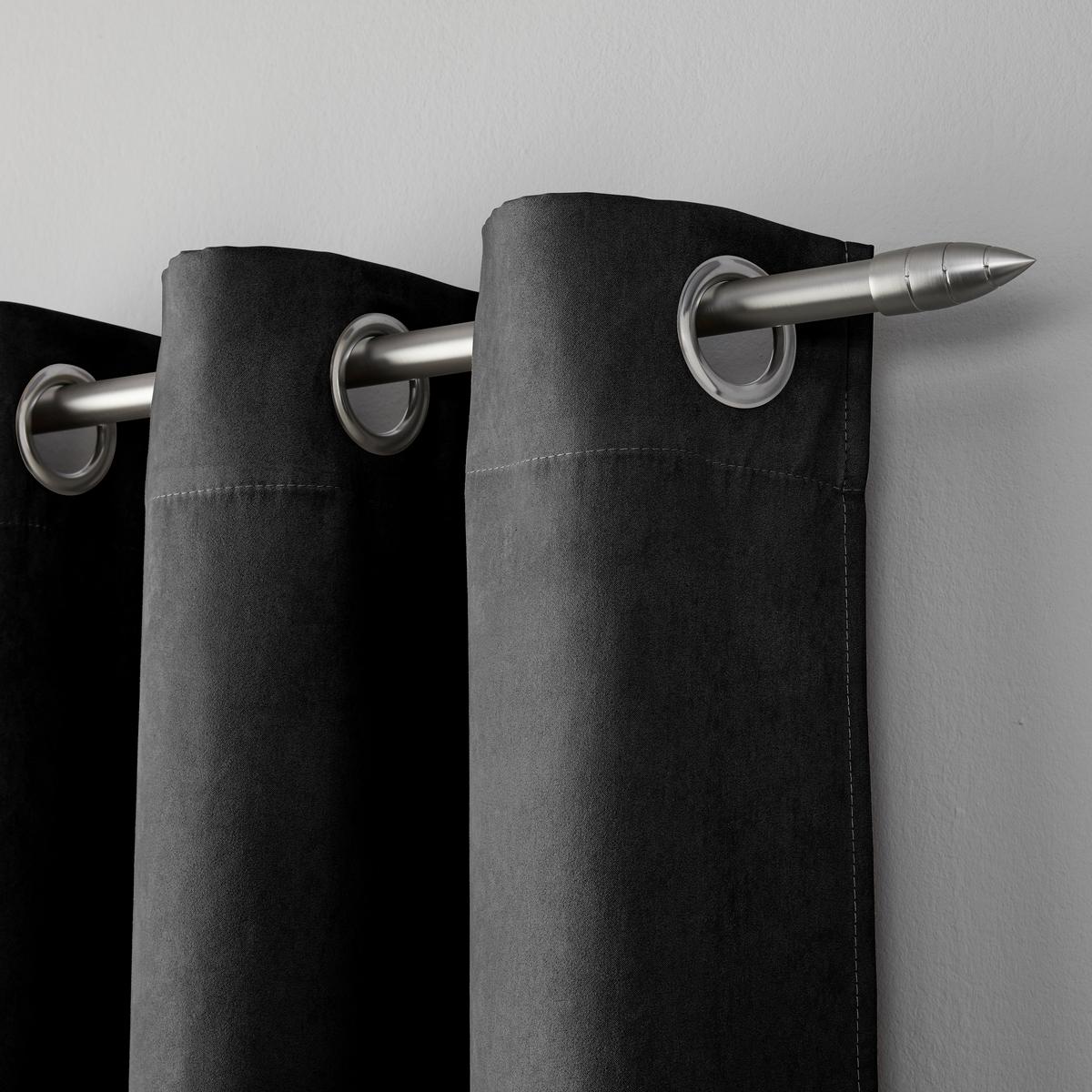 Ringlis Függöny Velours 140/245cm - fekete, Konventionell, textil (140/245cm) - Modern Living