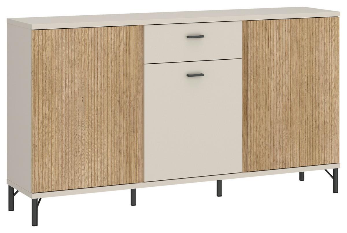 Komoda Mosano - kašmir/boje hrasta, Trend, drvni materijal/metal (150/87/40cm) - Modern Living