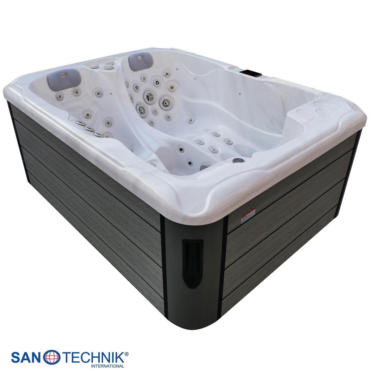 Whirlpool Capri Grauweiß ca. 210x160x90cm - Grauweiß, KONVENTIONELL, Kunststoff (210/160/90cm) - Sanotechnik