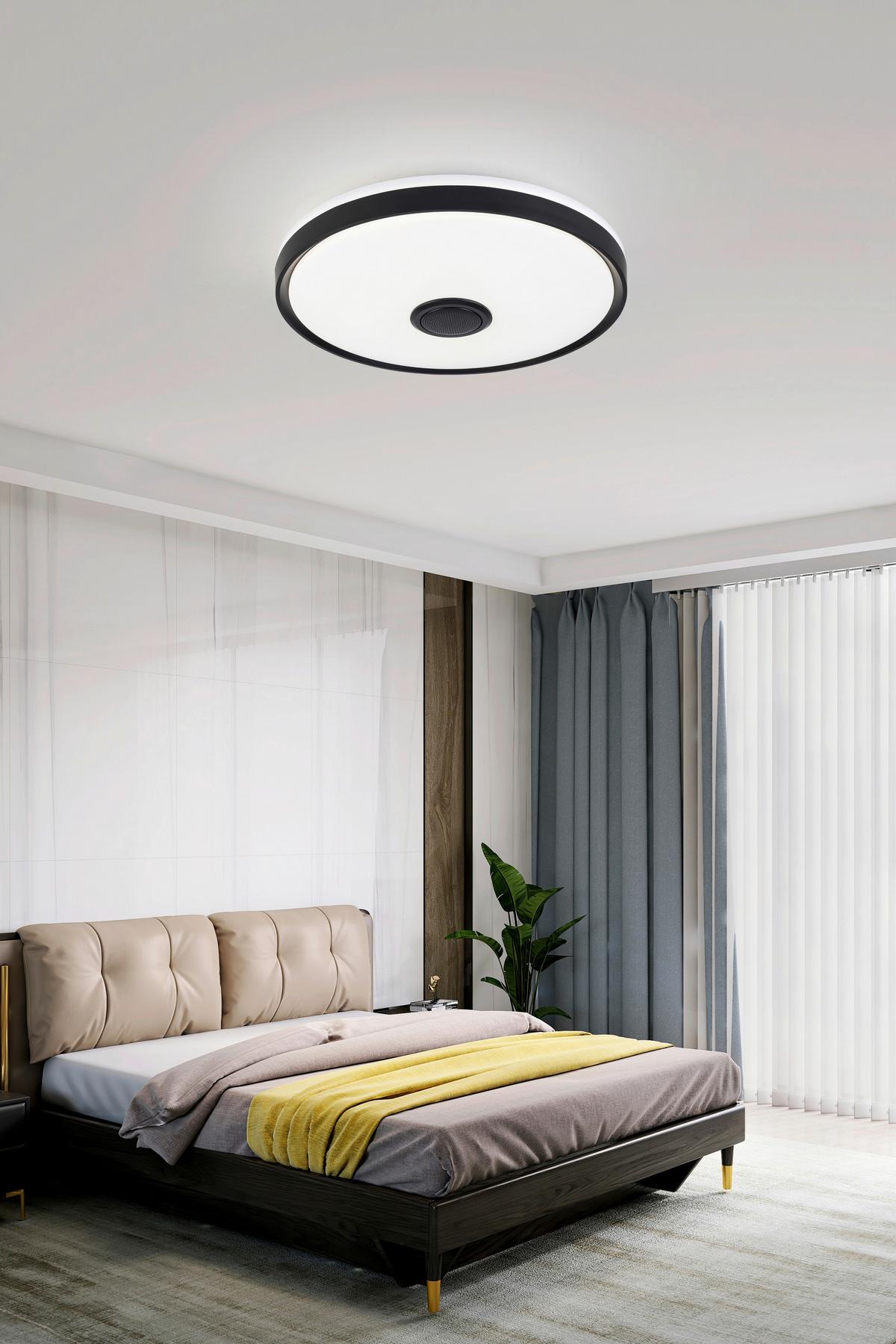Led Smart Mennyezeti Lámpa Mirsada - fekete/fehér, műanyag/fém (42/8,5cm) - Premium Living