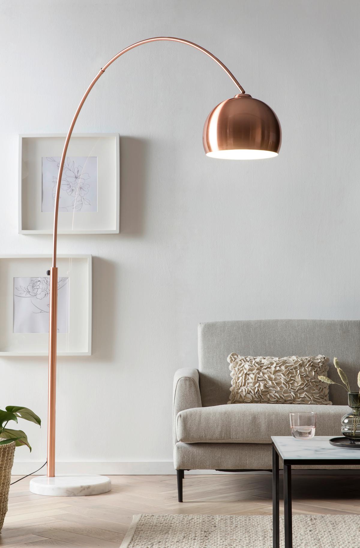 Svetilka V Obliki Loka Bogen - bela/barve bakra, Design, kamen/kovina (165/205/30cm) - P & B