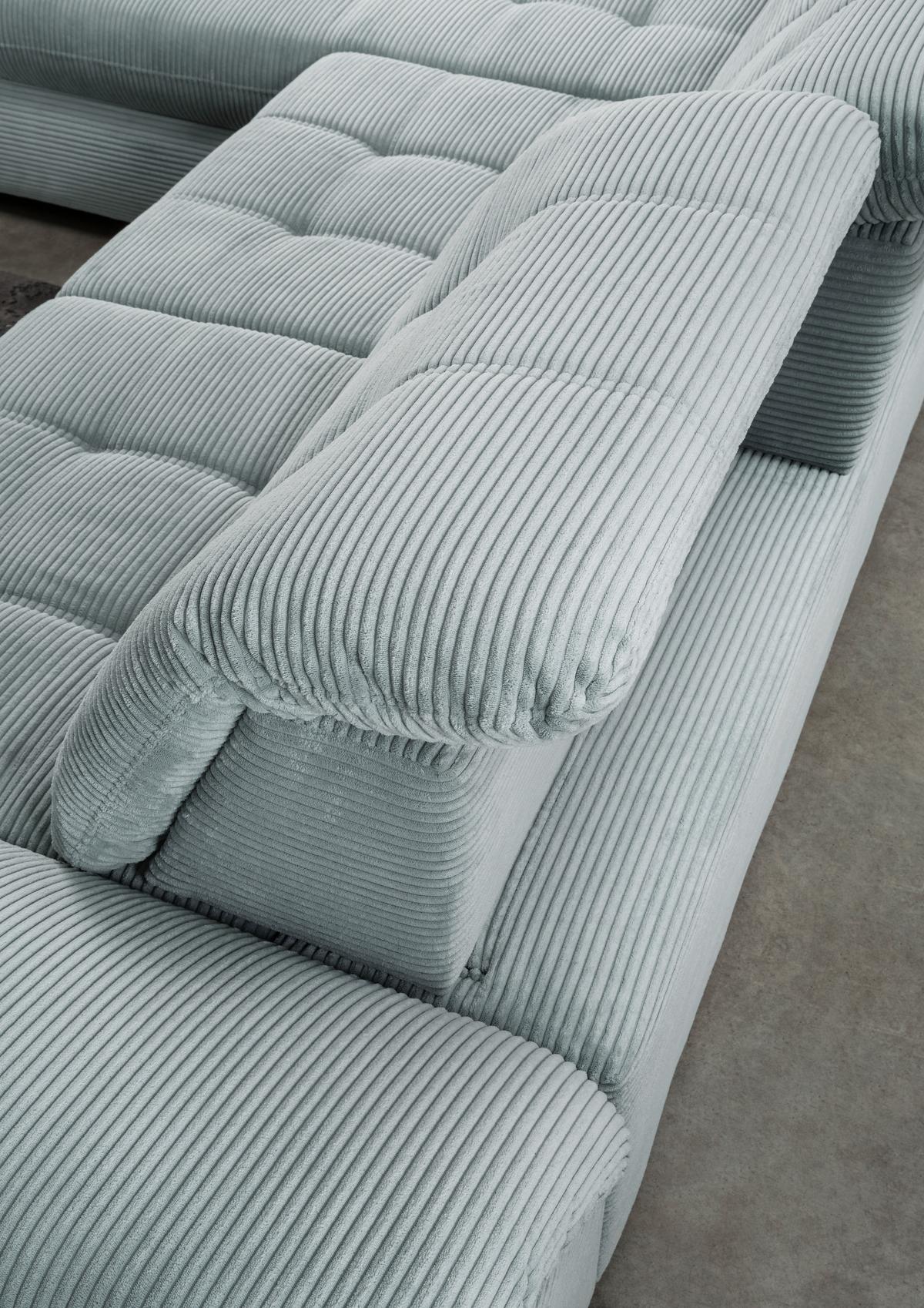 Ecksofa mit Bettkasten Rigatti ca. 184x314 cm Blau - Schwarz/Hellblau, MODERN, Textil/Metall (184/314cm) - Livetastic