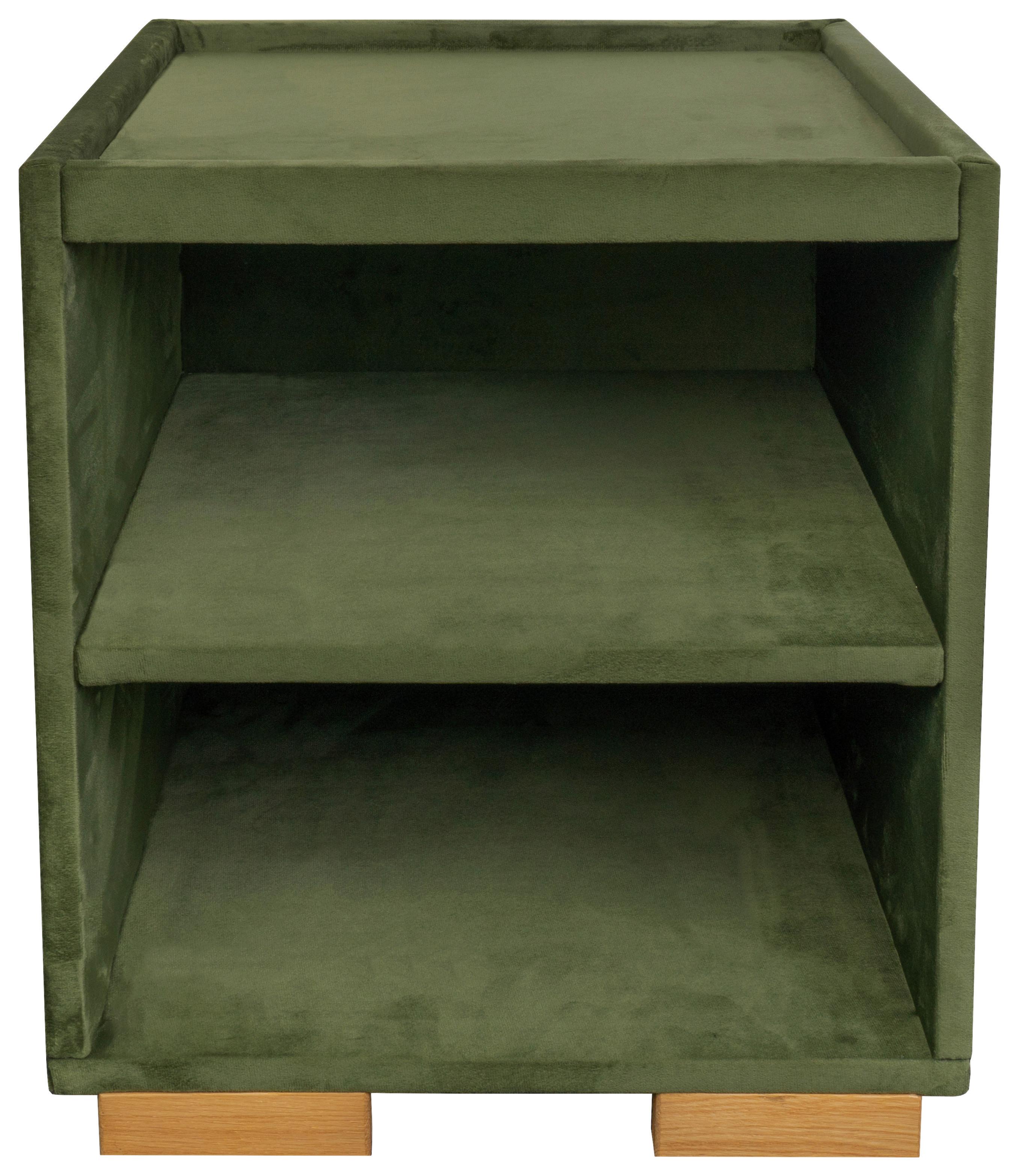 Éjjeliszekrény Leon - sötétzöld, Konventionell, faalapú anyag/textil (44/51/44,5cm)