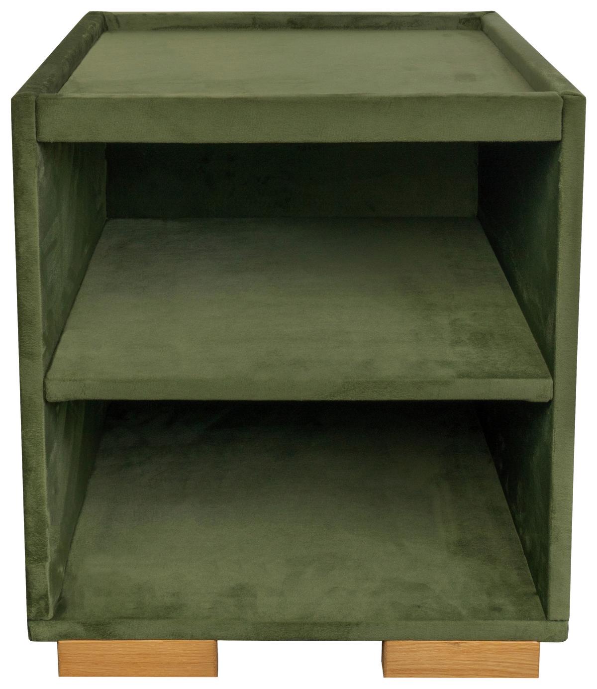 Éjjeliszekrény Leon - sötétzöld, Konventionell, faalapú anyag/textil (44/51/44,5cm)